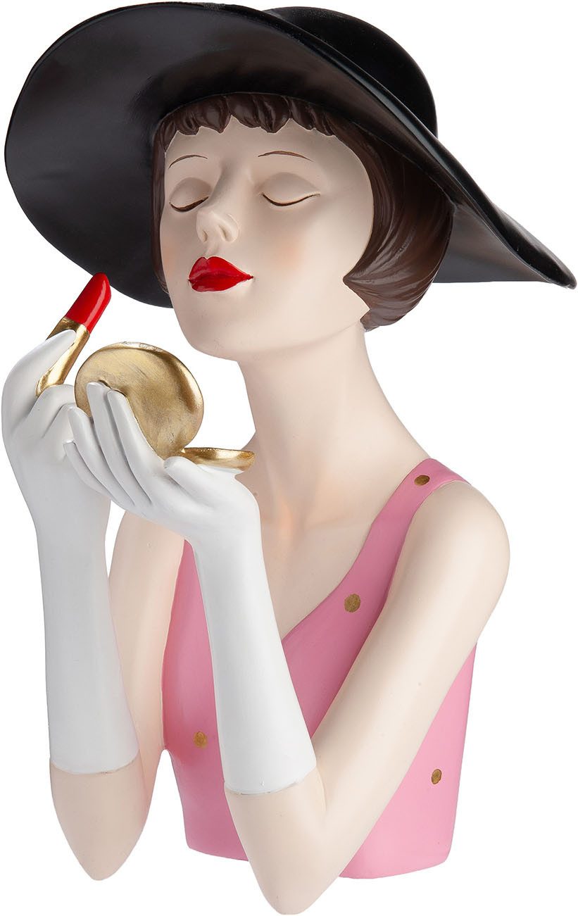 GILDE Skulptur Figur Frau Lady Amélie, Gepunktetes Design mit Lippenstiftmotiv, Skulptur