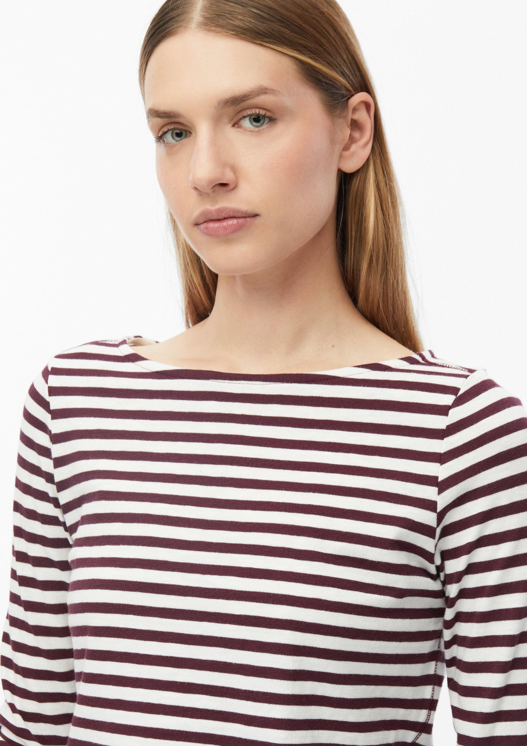 s.Oliver Langarmshirt T-Shirt Gestreiftes Langarmshirt aus Flammgarn mit U-Boot-Ausschnitt – Bild 4 von 5