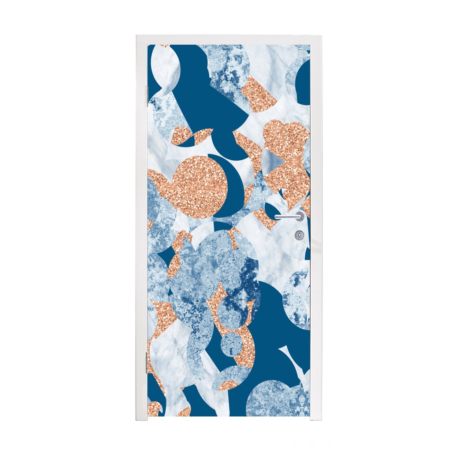 MuchoWow Türtapete Marmor - Geometrische Formen - Glitter, Matt, bedruckt, (1 St), Fototapete für Tür, Türaufkleber, 75x205 cm