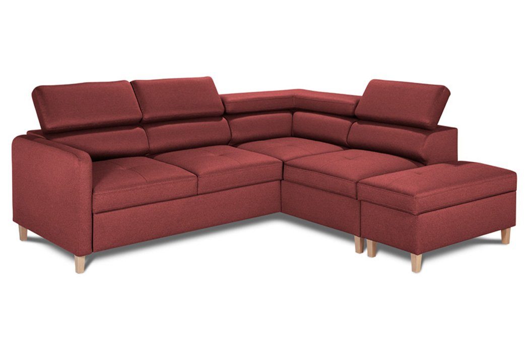 JVmoebel Ecksofa Ecksofa L-Form Bettfunktion Couch Design Polster Textil, Made in Europe Orange