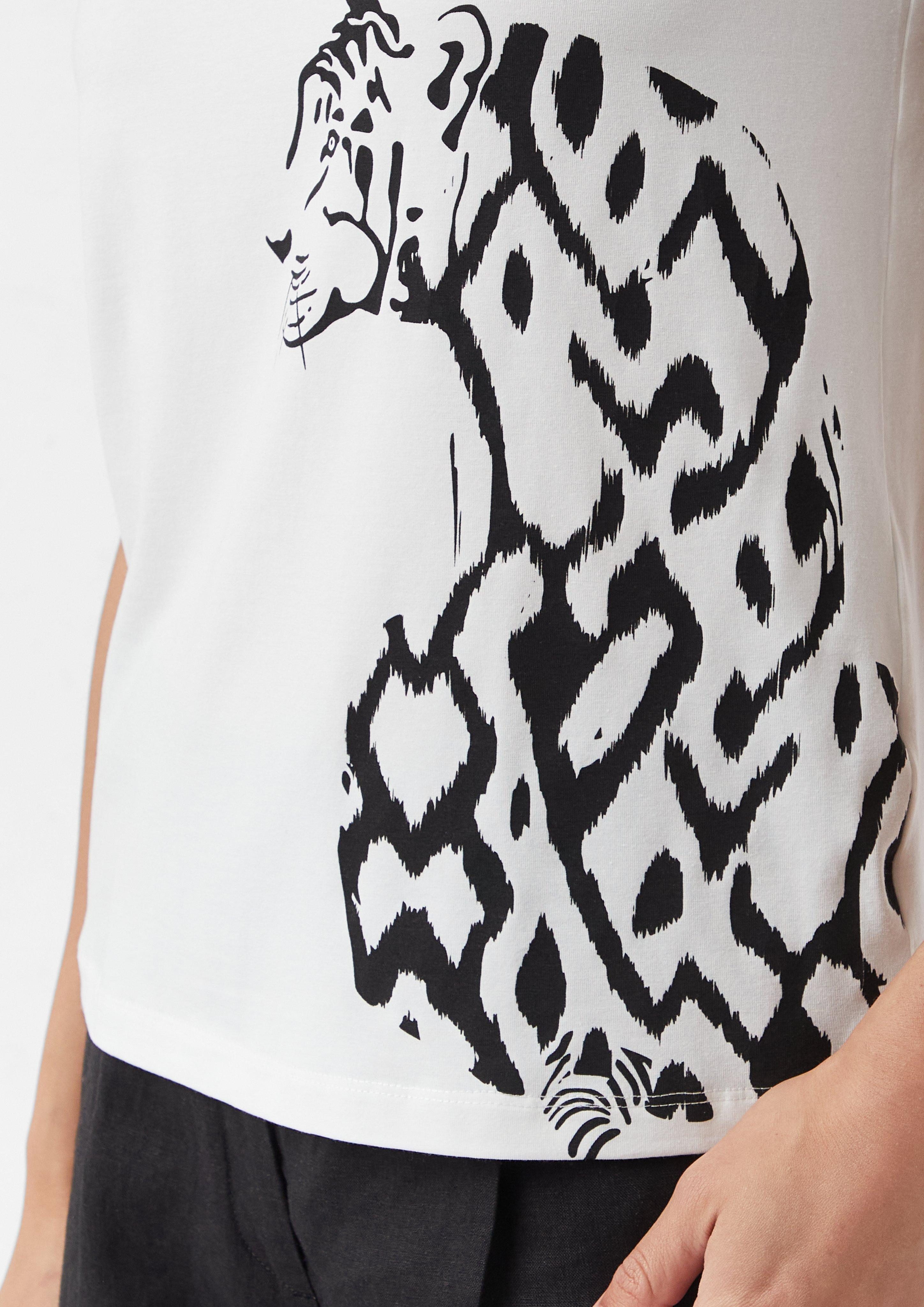 Comma Kurzarmshirt T-Shirt aus Baumwollmix mit günstig online kaufen