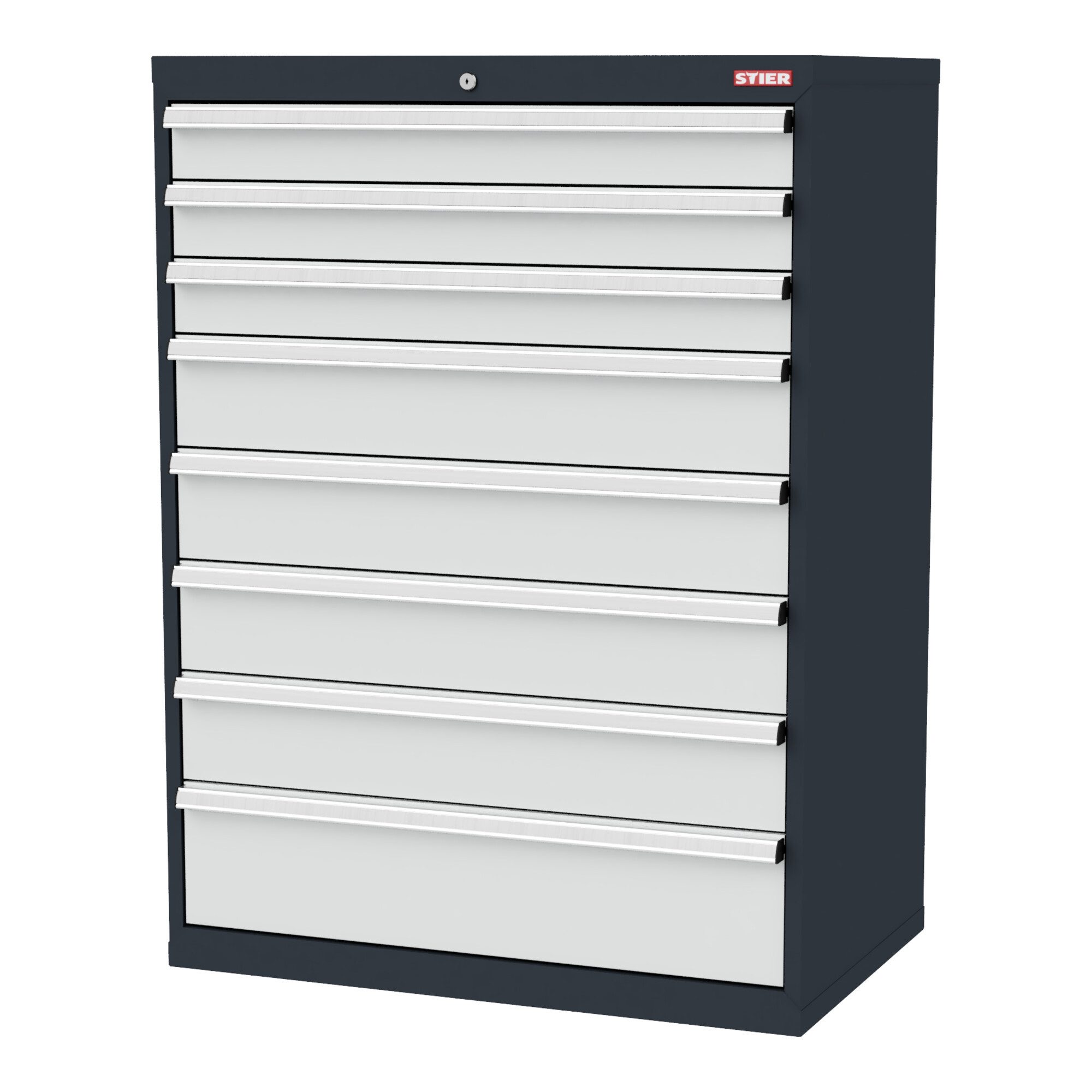 Stier Werkzeugschrank STIER Schubladenschrank 8 Schubladen 900 x 575 x 1220 mm 80 kg
