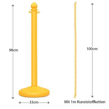 COSTWAY Leitplanke, 6 Absperrpfosten mit 5 abnehmbaren Ketten, 1m