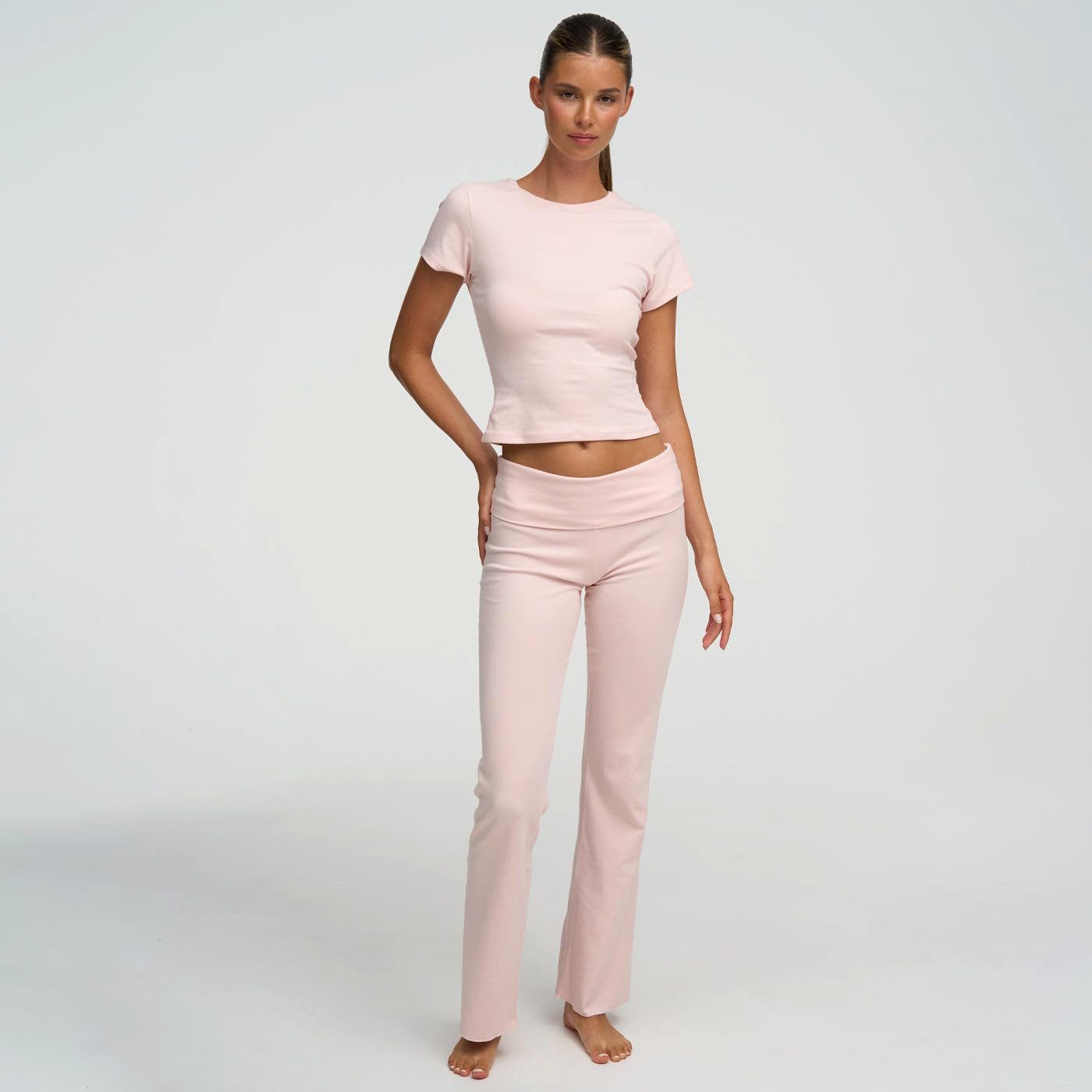 cfab Loungehose Cotton Flared Bootcut Leggings-Crystal Pink-XL (1-tlg) günstig online kaufen