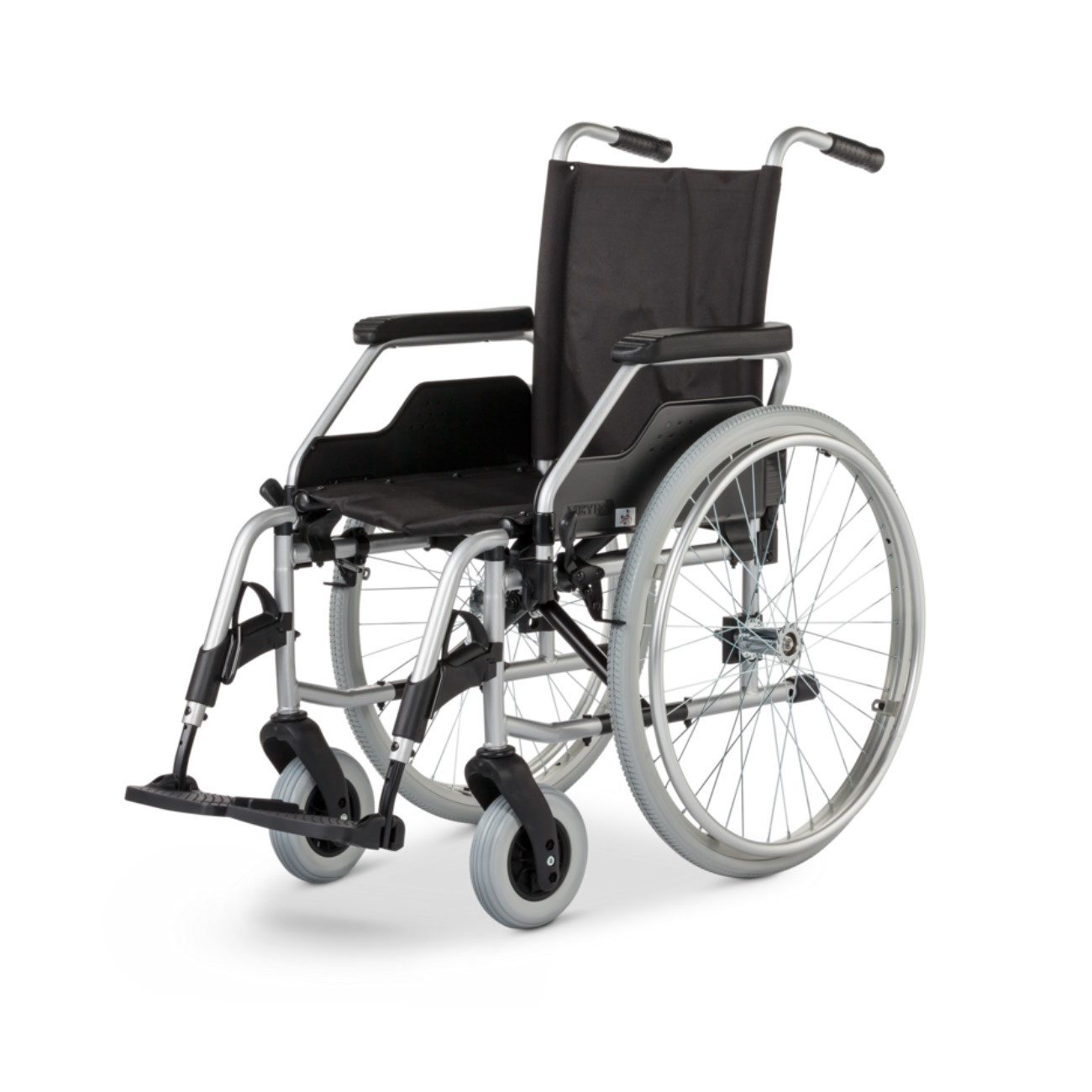 Meyra Rollstuhl Faltrollstuhl Meyra Budget 9.050 - Farbe Silber - belastbar bis 120 kg, Sitzbreite 48 cm
