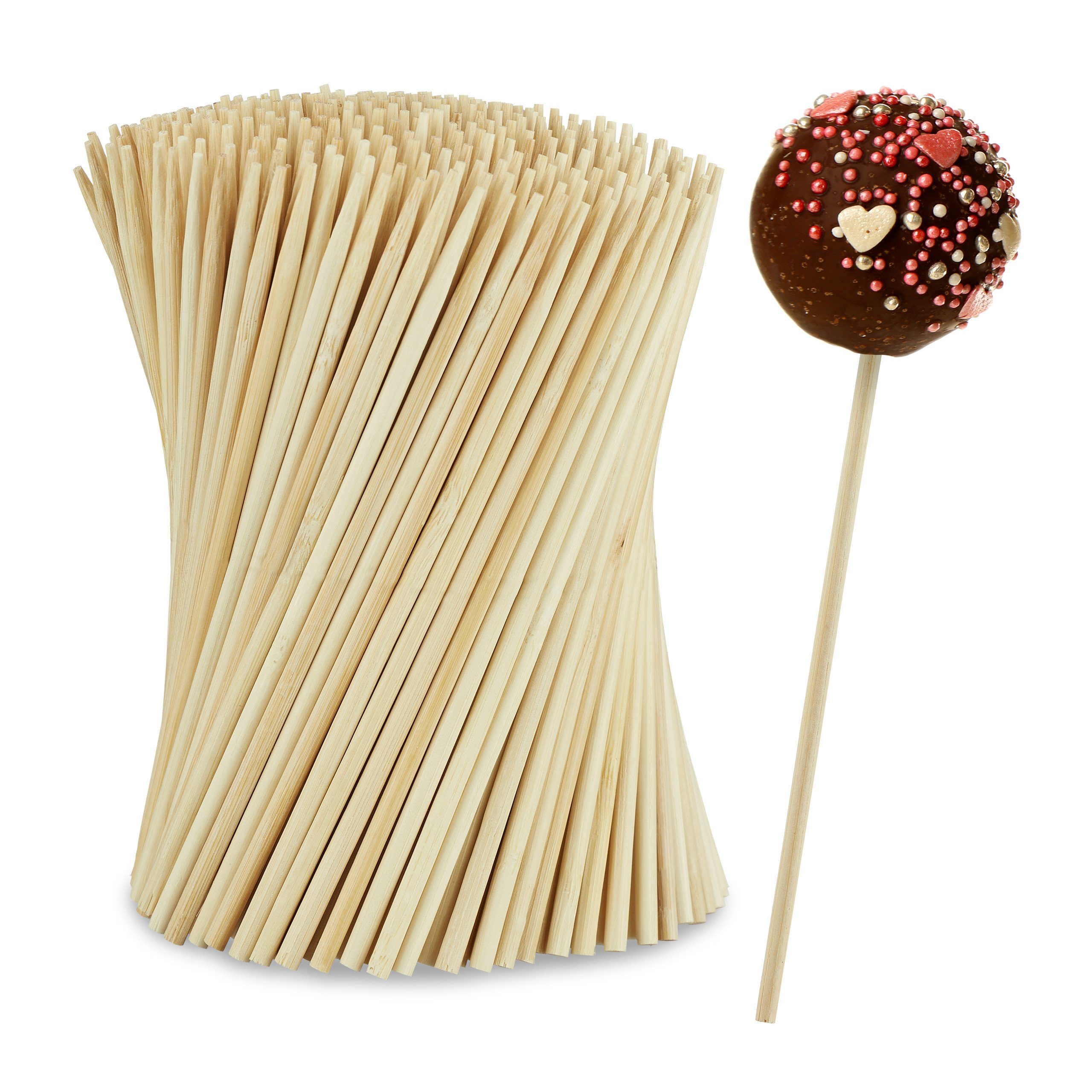 relaxdays Cake-Pop-Form Cake Pop Stiel Bambus 400er Set, (400-tlg)