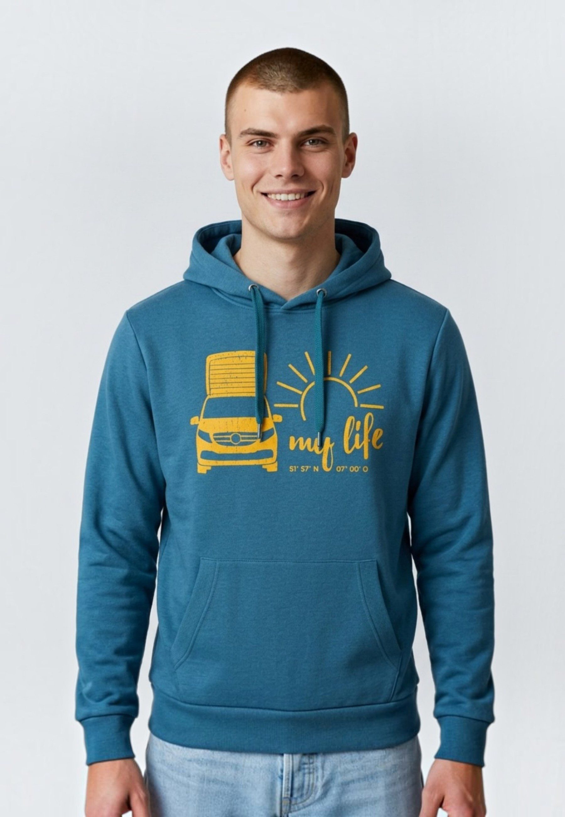 salzhaut Hoodie HEFF - CAMPER - My Life Herren normale Passform salzhaut Kapuzenpullover – bequemer Fit und nordisch klares Design