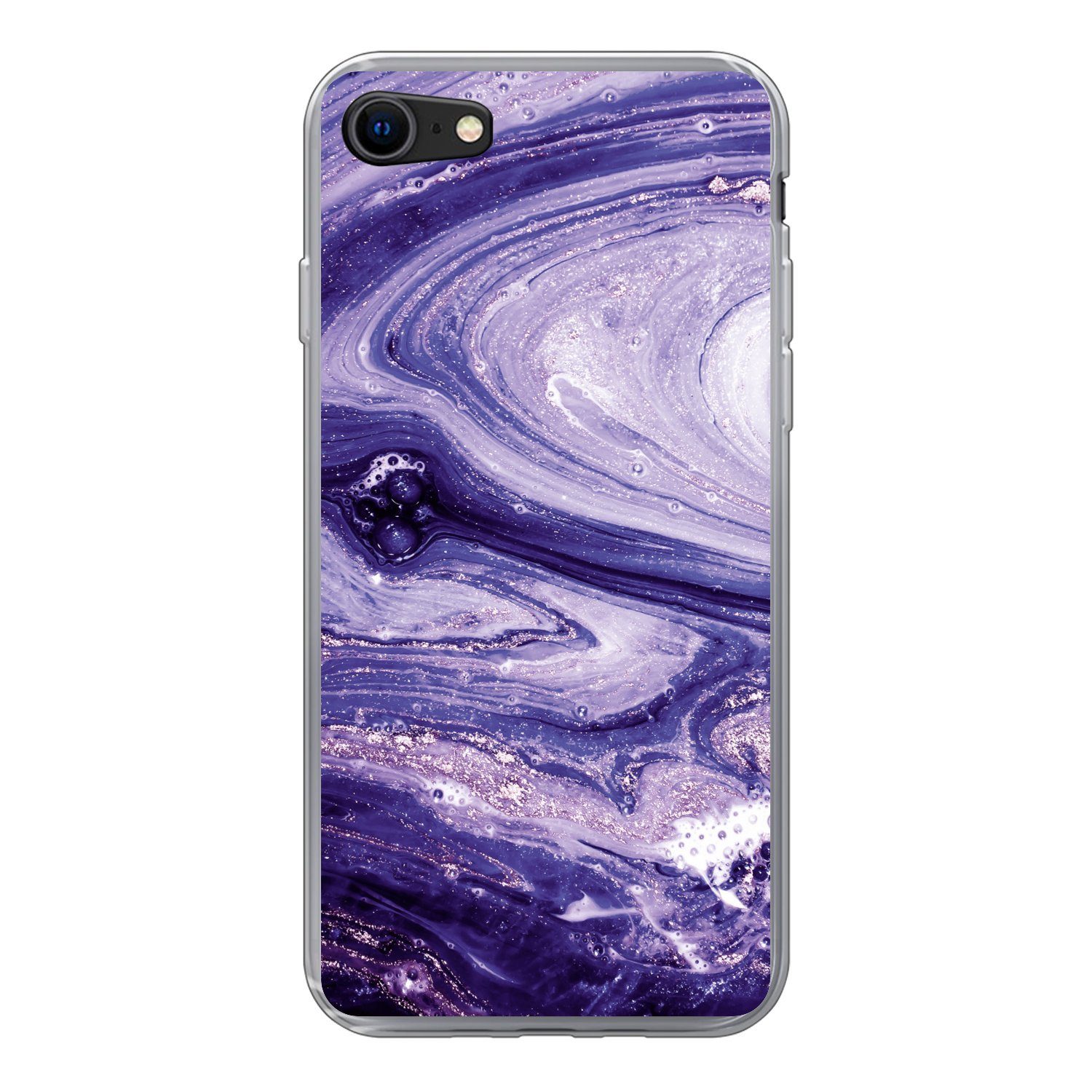 MuchoWow Handyhülle für Apple iPhone 8 Marmor - Naturstein - Glitzer, Smartphone-Bumper, Print, Handy Schutzhülle Dünn
