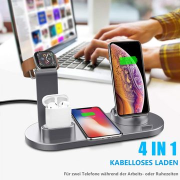 GelldG kabellose Ladestation, kompatibel mit AirPods/iPhone/iWatch Serie Wireless Charger (3000 mA, Packung, 1-tlg., Ladestation, Fast Charge)