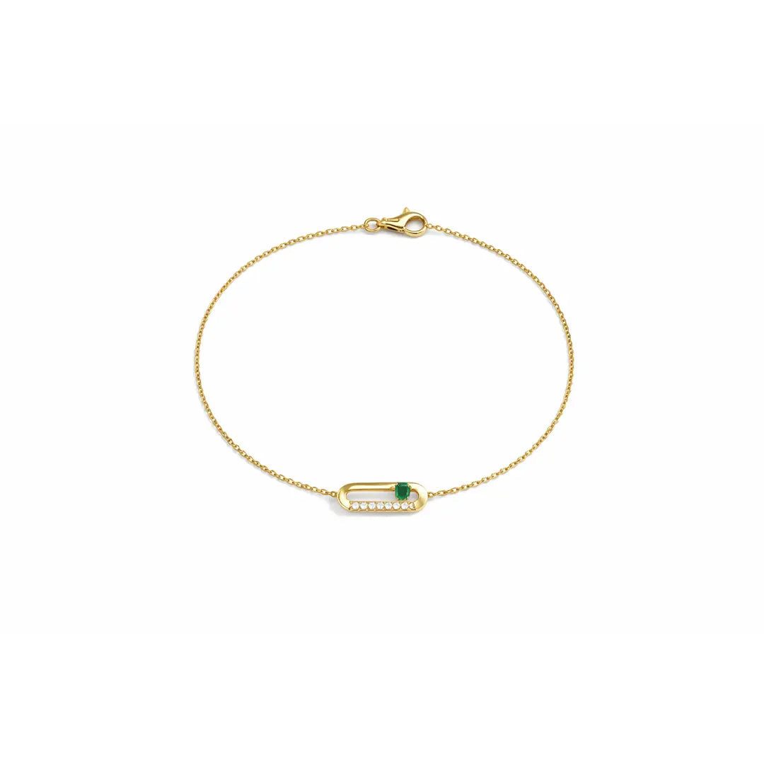 Suzan Gold Silberarmband Armband 925 Sterling Silber vergoldet Damen Armband grüner Stein
