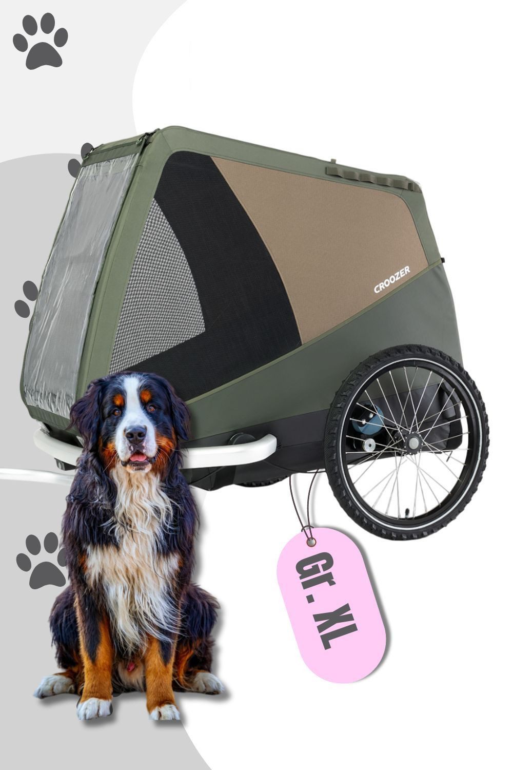 Croozer Fahrradhundeanhänger Dog Tammo für Hunde bis 45 kg, Fahrradanhänger für Hunde bis 45 kg