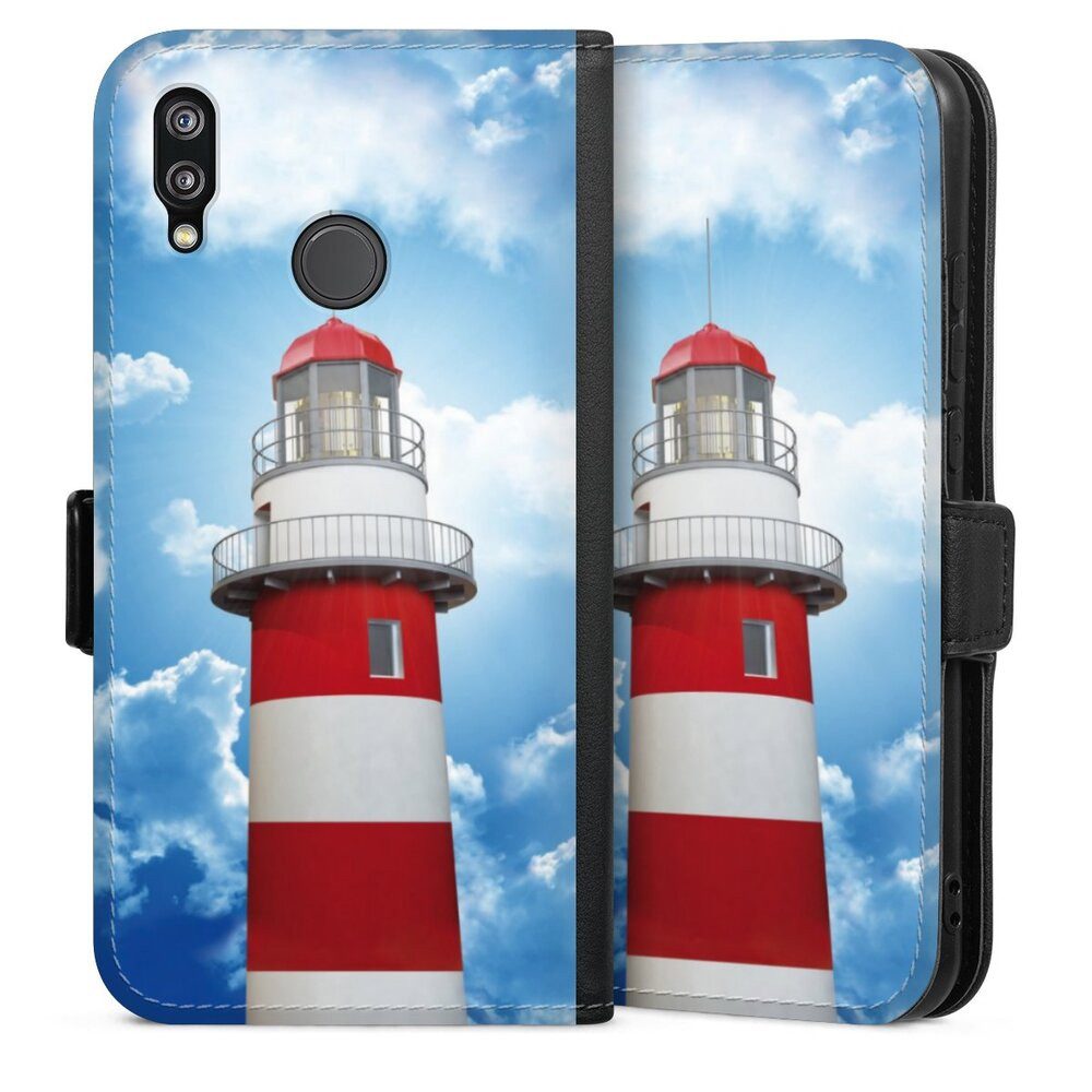DeinDesign Handyhülle Leuchtturm Wolke Himmel Leuchtturm, Huawei P20 Lite Hülle Handy Flip Case Wallet Cover Handytasche Leder
