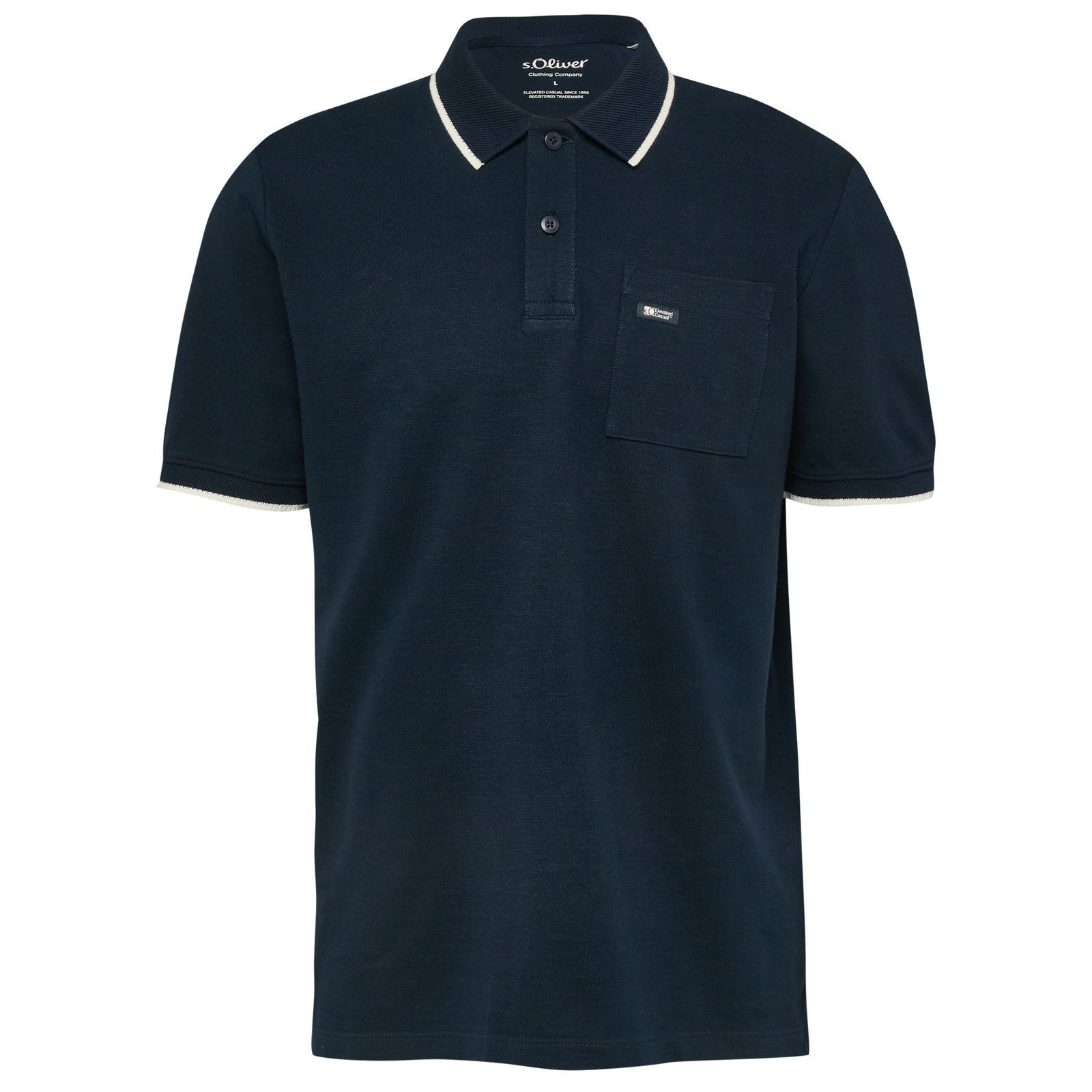 s.Oliver Poloshirt s.Oliver Übergrößen Poloshirt navy Kontraststreifen