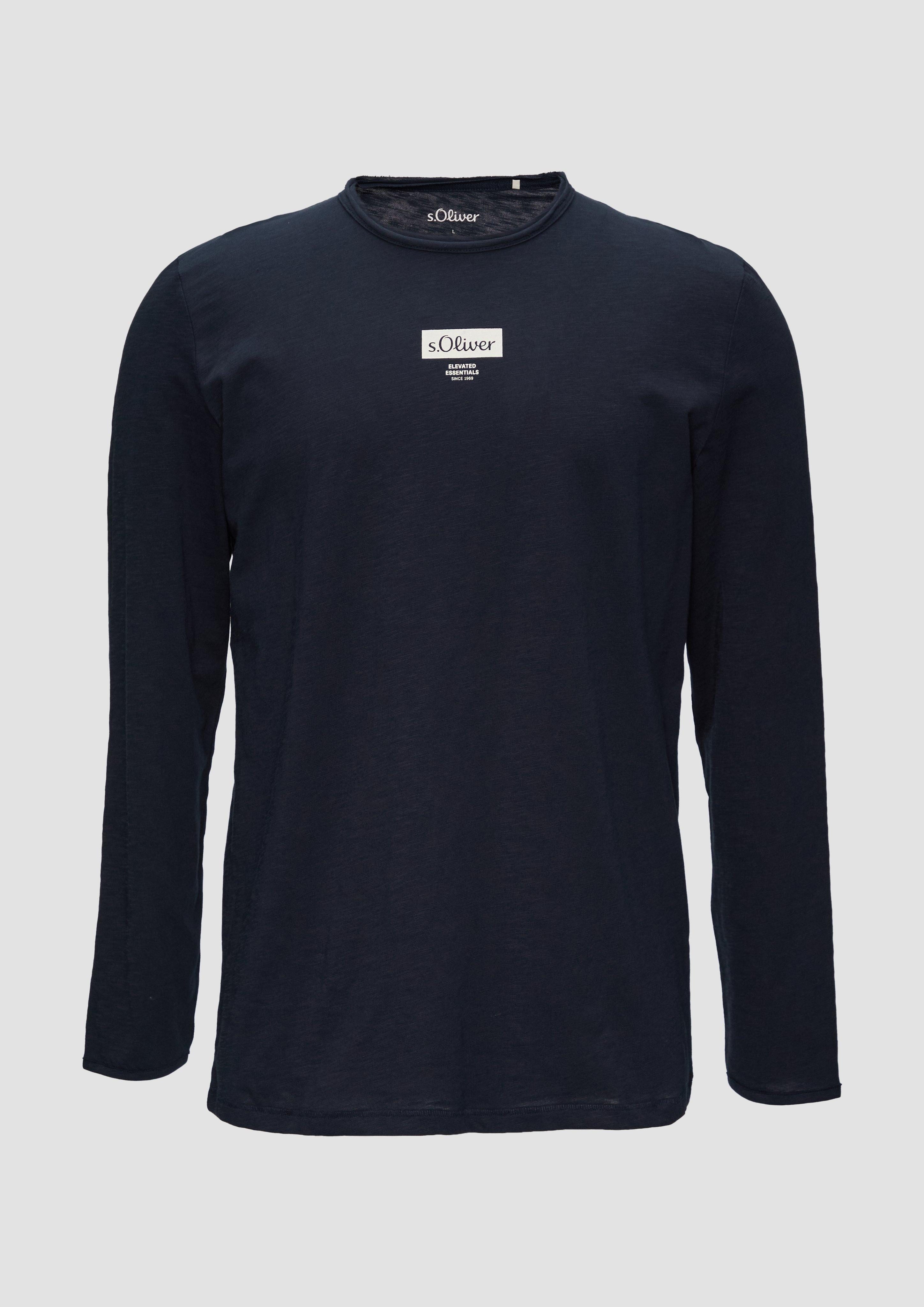 s.Oliver Langarmshirt Logo-Shirt mit Rollkante und günstig online kaufen