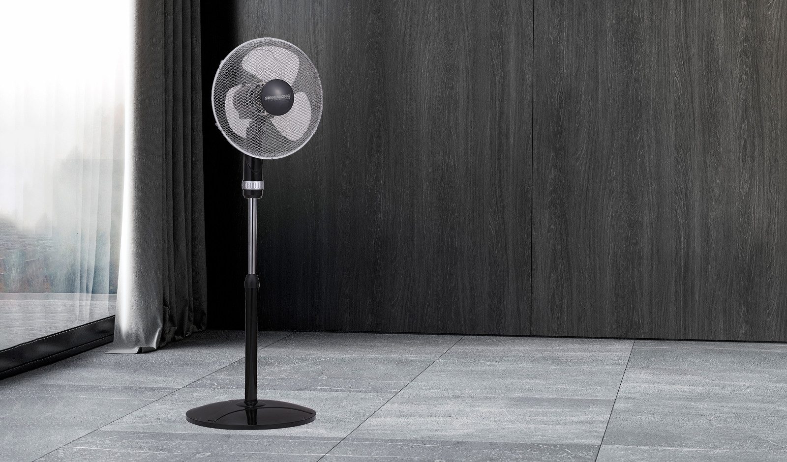 Sonnenkönig Standventilator Black 16, Leistung 50W, schwenkbar, laufruhig, höhenverstellbar, hohe Effizienz, modernes Design, 3 Geschwindigkeiten