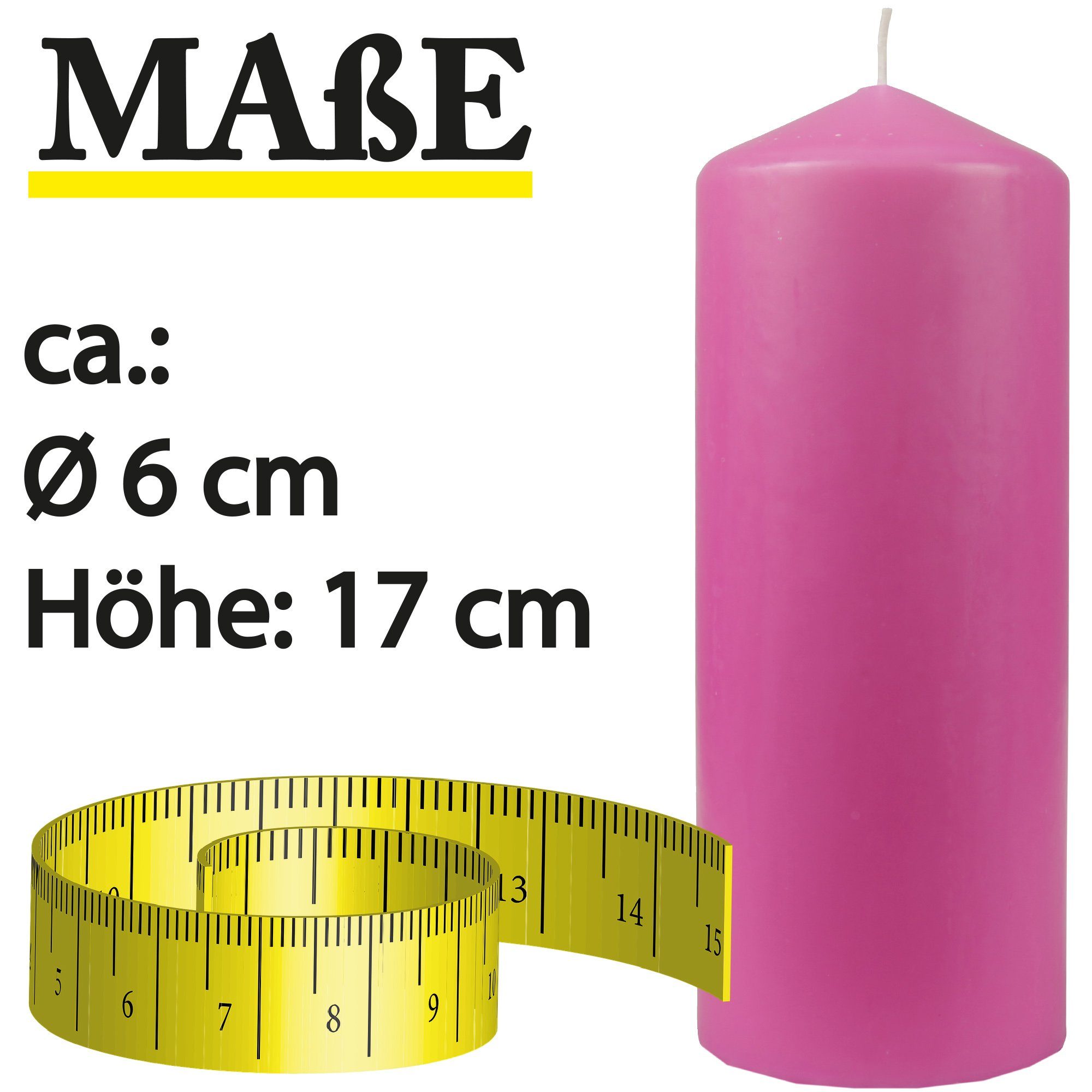 HS Candle Wachskerzen Stumpenkerze x (3-tlg), 17cm Ø6cm in Dekokerze Rose Farben Kerze - vielen