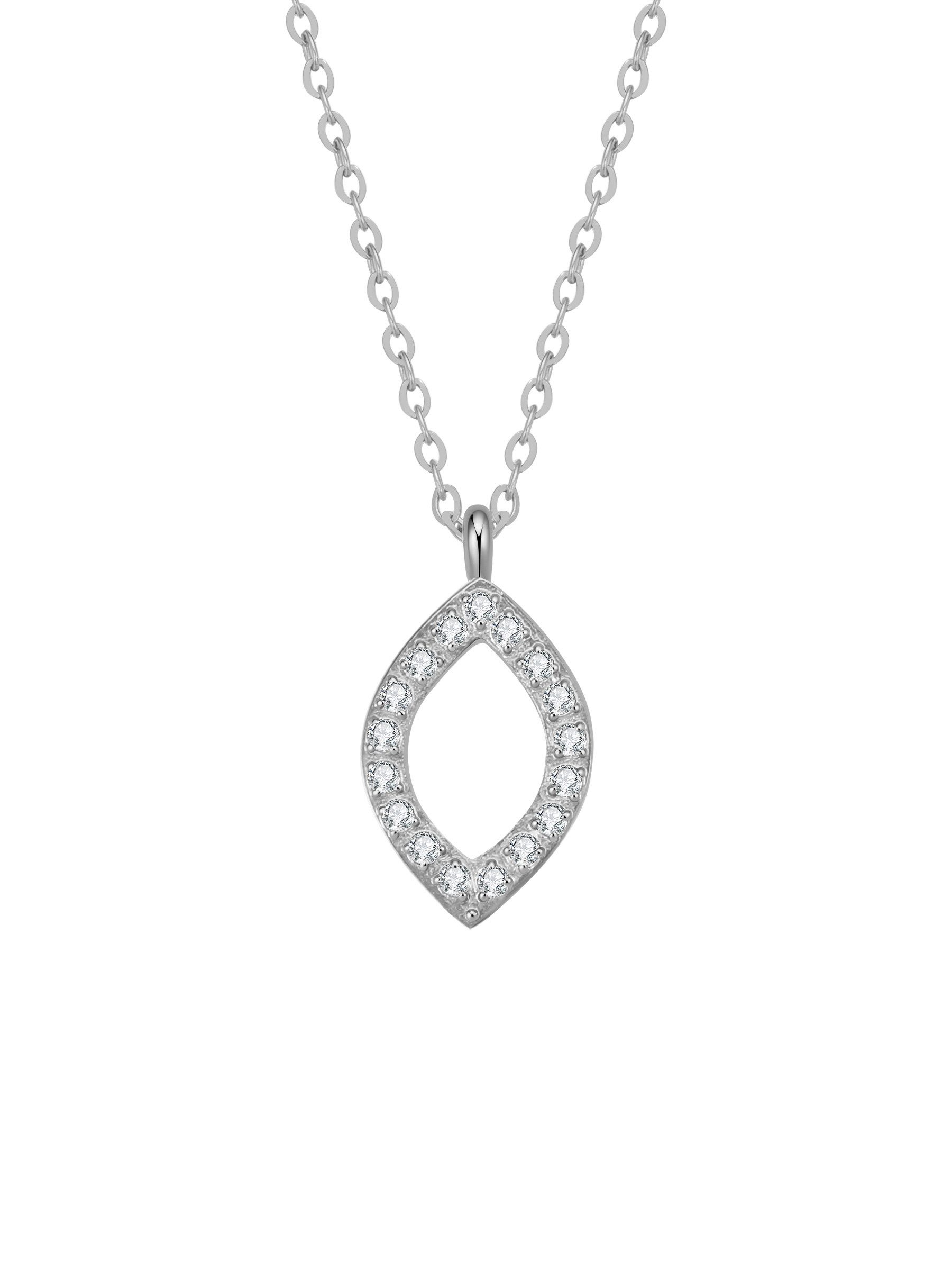 Hey Happiness Kette mit Anhänger - Marquise Damen Halskette mit Zirkonia, wasserfeste Freundschaftskette mit 18K Vergoldung, Geschenk für Frauen