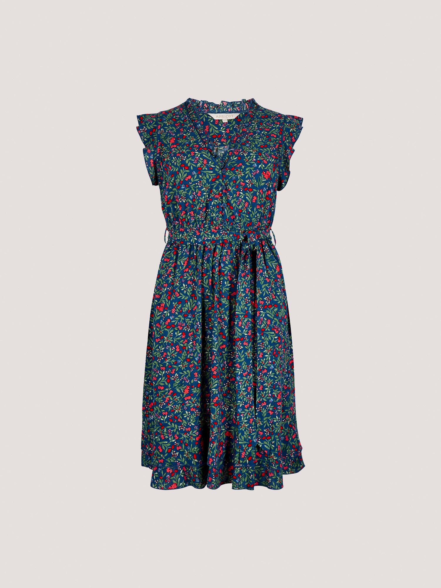 Druckkleid Blumenwald-Rüschen-Ditsy-Kleid