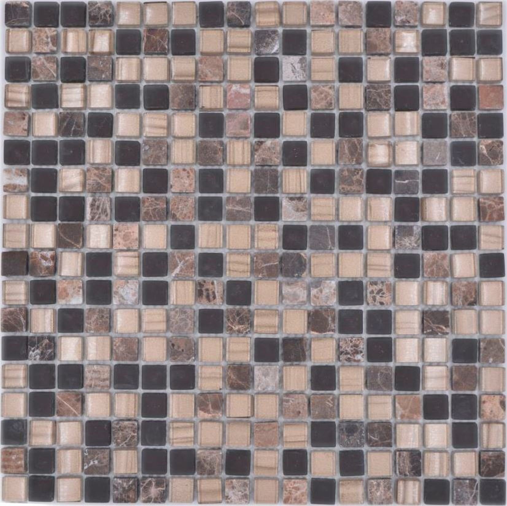 Mosani Mosaikfliesen Glasmosaik Naturstein Mosaikfliese braun hellbraun matt