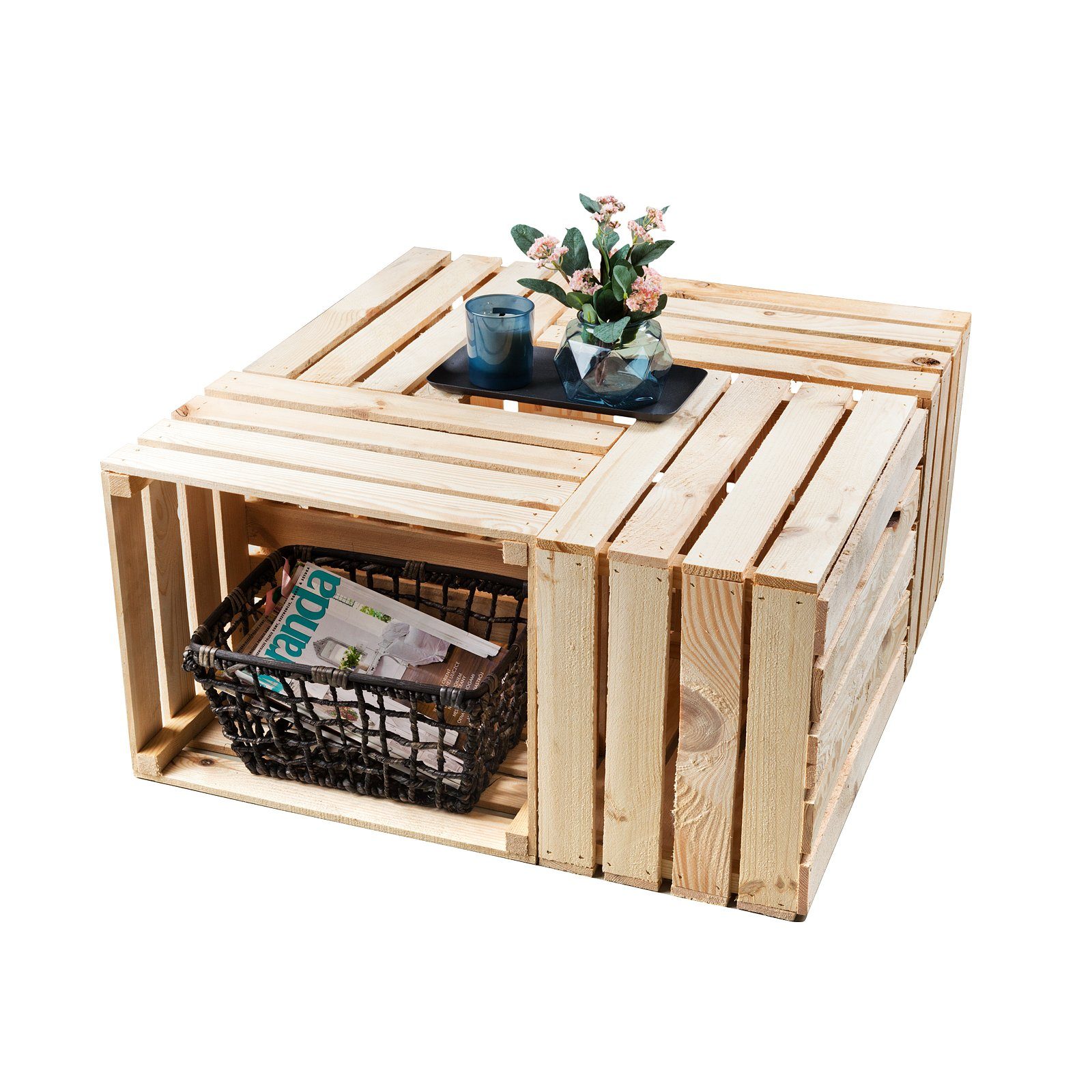 GrandBox Dekokiste Holz Kiste 50x40x30 cm natur Vintage (4er Set)