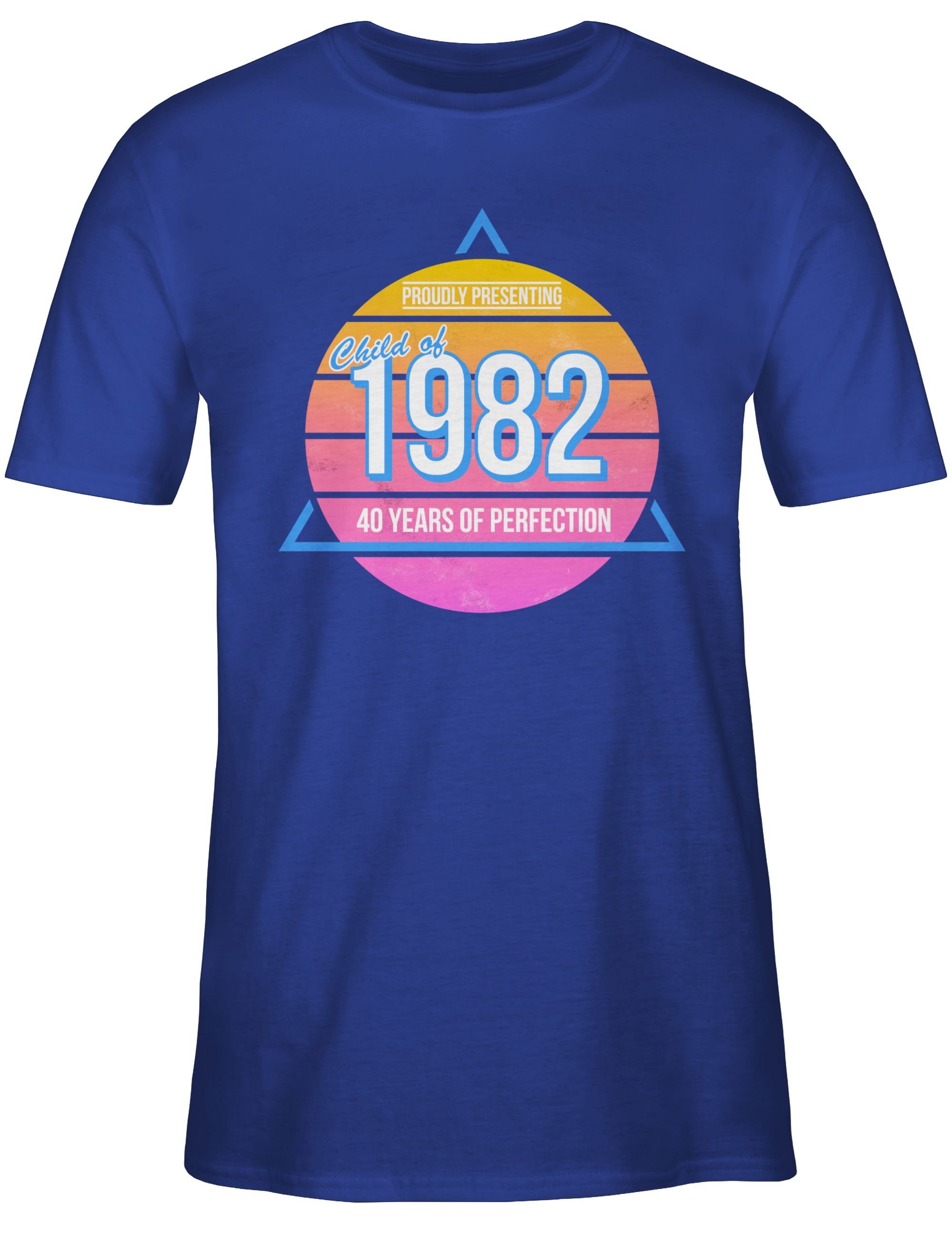 Shirtracer Vierzig of 40. Geburtstag 2 Child Retro Royalblau T-Shirt 1982