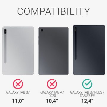 kwmobile Tablet-Hülle Hülle für Samsung Galaxy Tab S7 Plus / Tab S7 FE, Slim Tablet Cover Case Schutzhülle mit Ständer - Magnolien Design
