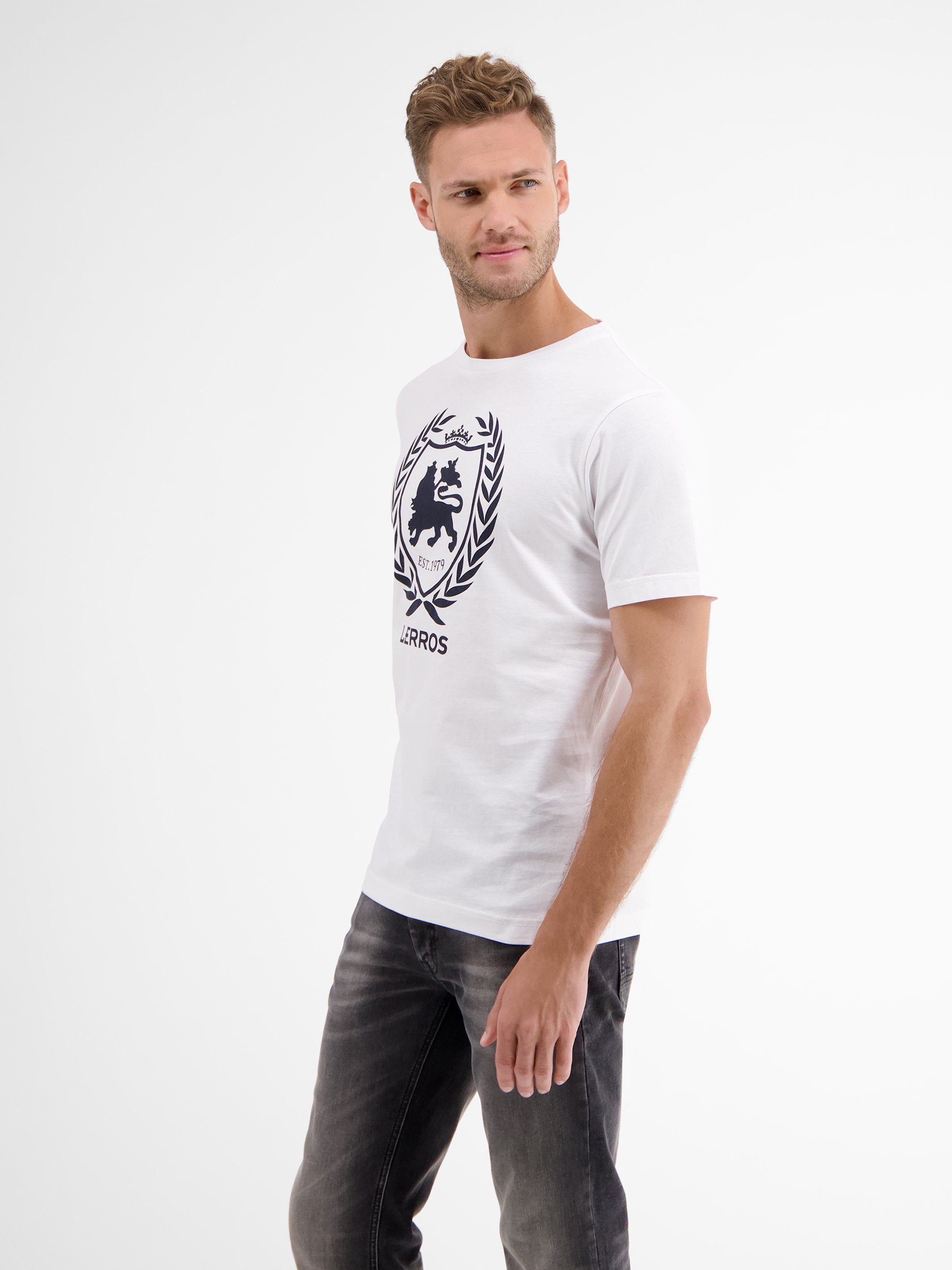 T-Shirt LERROS T-Shirt, Logoprint WHITE LERROS