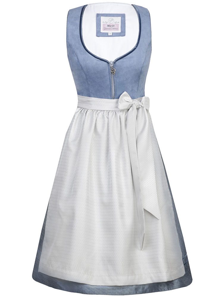 MarJo Dirndl Dirndl Holly 68er Länge taubenblau/silber