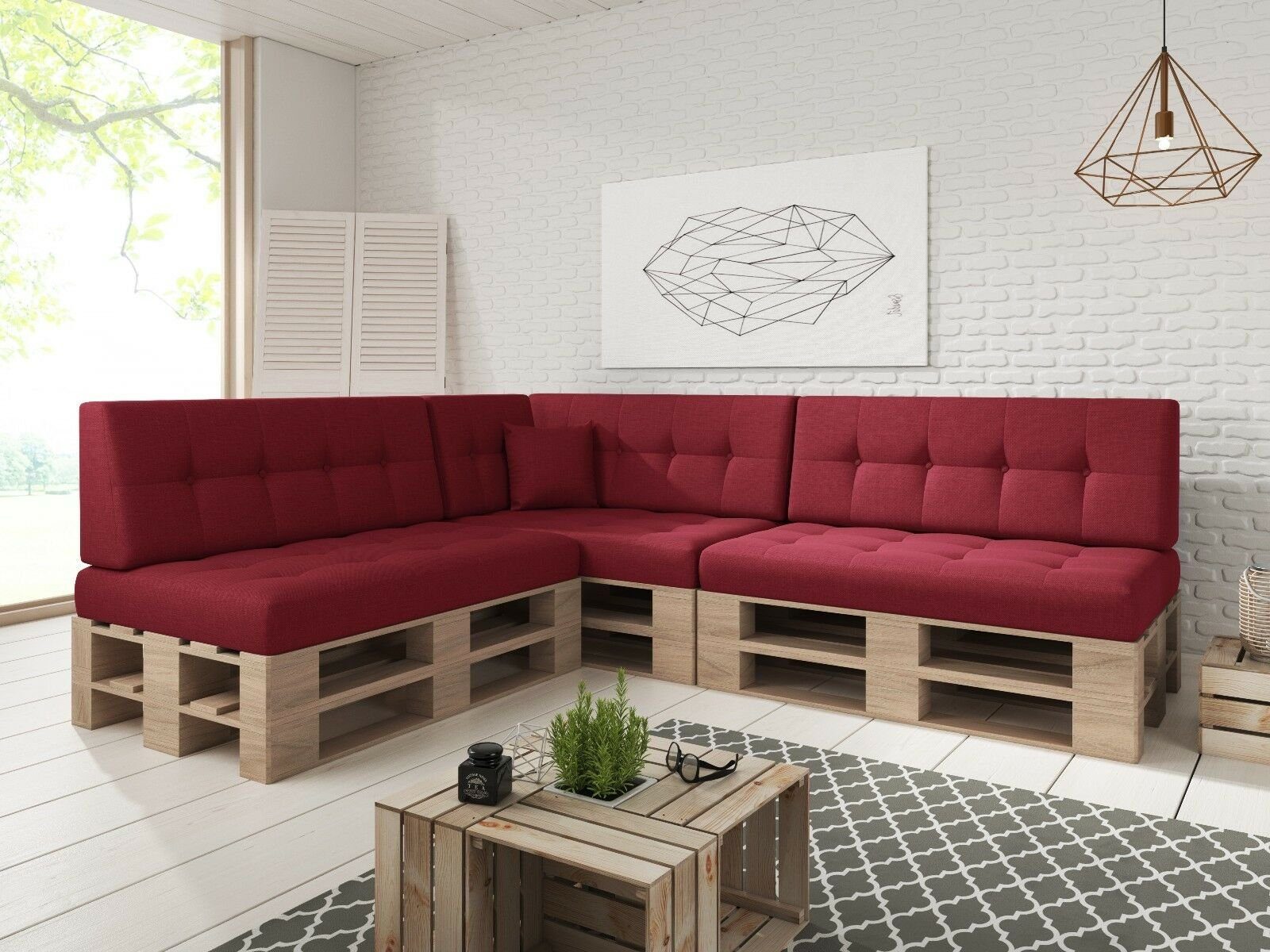 sunnypillow Palettenkissen Palettenkissen VERONA 8er Set, palettenmöbel palettencouch polsterauflage 120 x 80