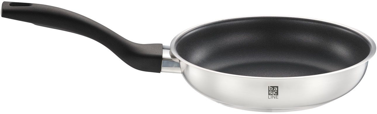 RÖSLE Bratpfanne Basic Line, Edelstahl 18/10, mit Antihaftversiegelung ProPlex, Schüttrand, Induktion