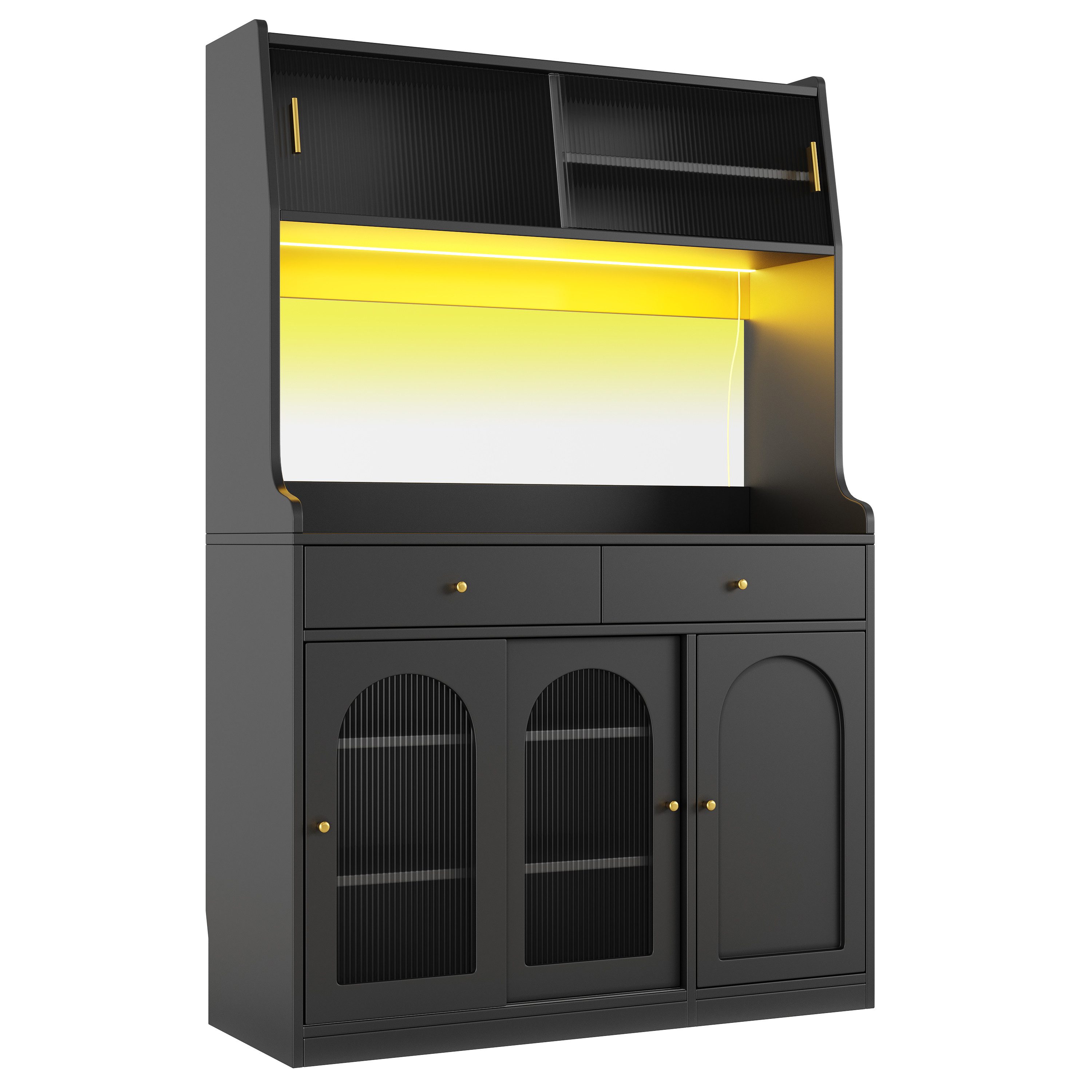 Hochschrank Küchenschrank,Vitrinenschrank, Buffetschrank, schwarz/weiß
