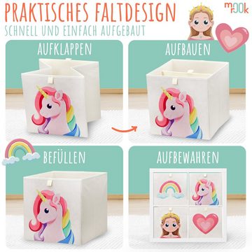 mookrook Aufbewahrungsbox Spielzeugkiste für Kinder (4-er Set Prinzessinnen, 4 Aufbewahrungsboxen mit Ziehschlaufen), niedliche Spielzeugbox, ideal für Kallaxregale