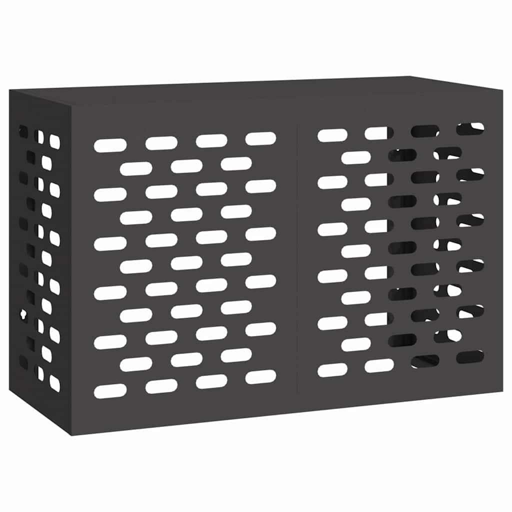 vidaXL Klimaanlagen-Verkleidung, Klimaanlagenabdeckung Schwarz 90 x 40 x 60 cm Stahl