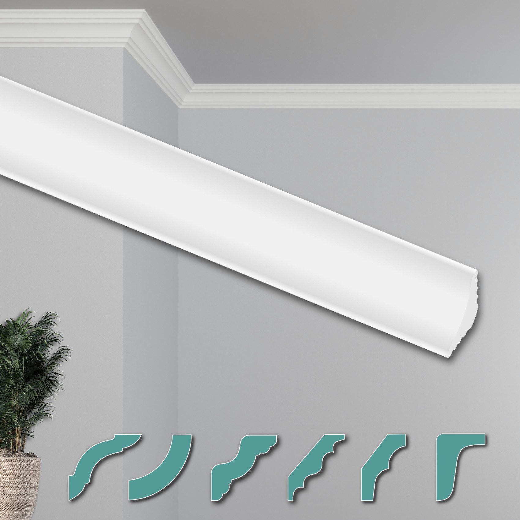 Hexim Deckenleiste ZG1, 50 Meter / 25 Leisten, Deckenleisten modern XPS Sty günstig online kaufen