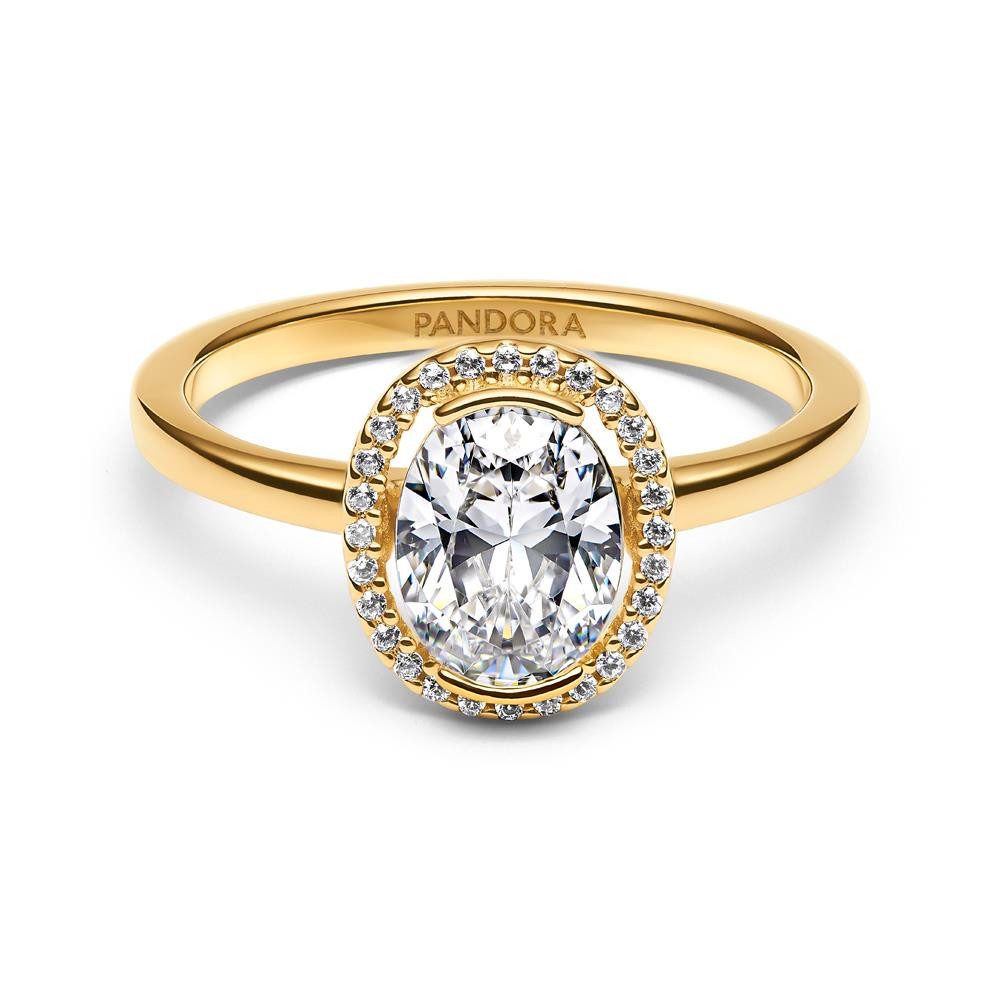 Pandora Fingerring Ovaler PANDORA Timeless Damenring mit Zirkonia, IP Gold