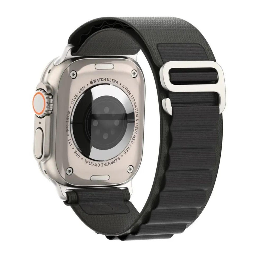 SmartUP Uhrenarmband 1/2/3/4/5/6/7/8 Nylon Armband Outdoor Watch #1 Sport Ersatz G-Haken / Loop Schwarz Alpin Titan für SE Nylon, Apple / Ersatzband Sport Ultra