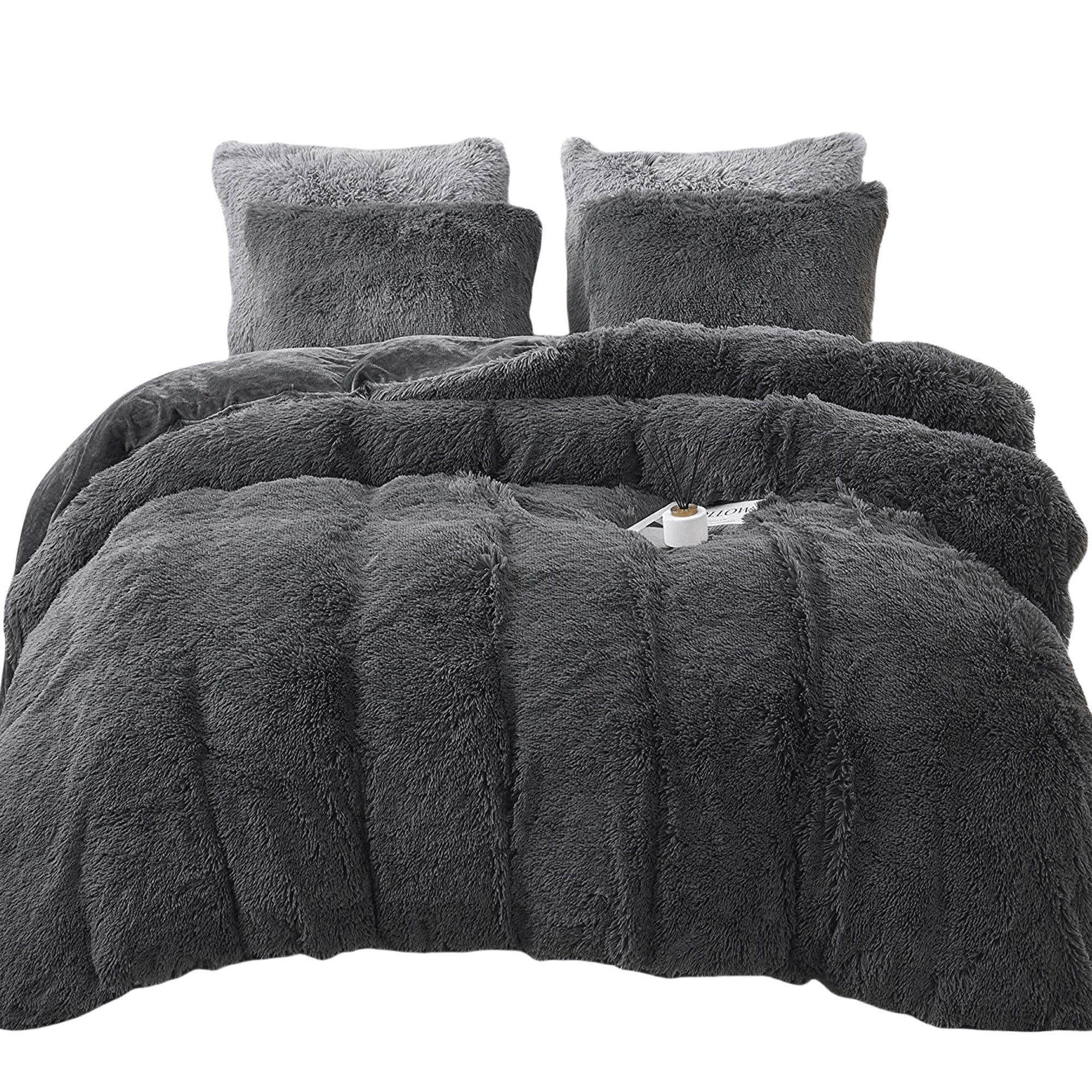 ibettertec Bettwäsche Plüsch Bettwäsche 135x200cm,200x200cm,Extra flauschige Felloptik, Flanell Biber Bettbezug mit Kissenbezug 80x80cm und Reißverschluss