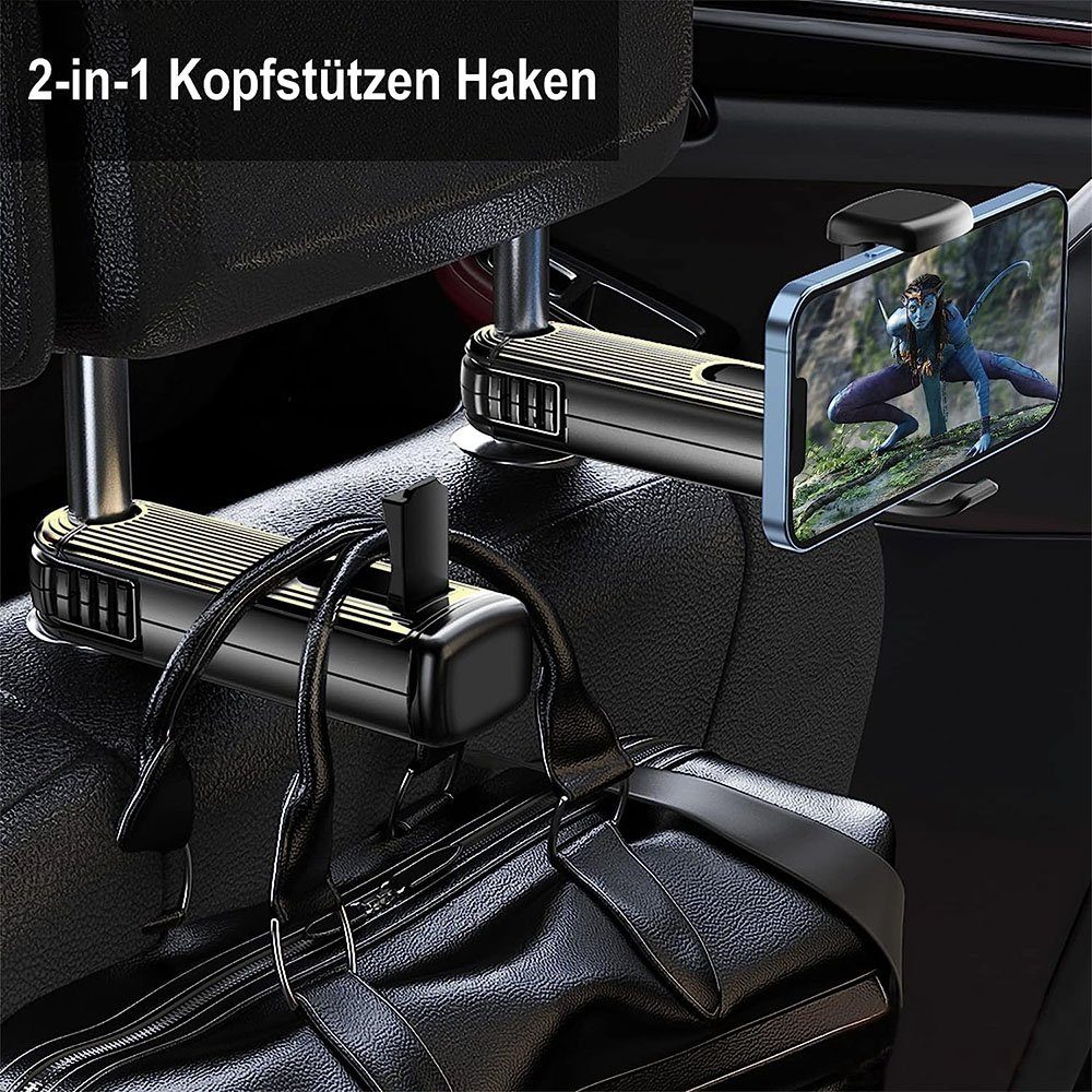 360° Handyhalter, drehbar Gold TUABUR Auto-Kopfstützen-Haken, 2-in-1-Halterung, Dekohaken