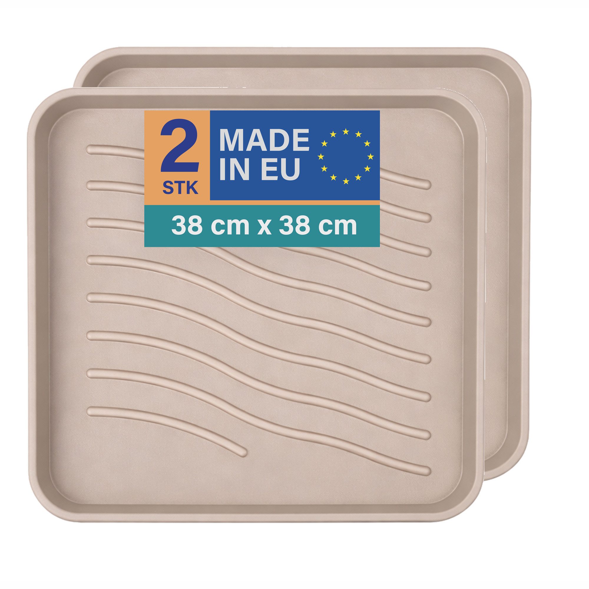 Bestlivings Schuhabtropfschale mit 2,5 cm hohem Rand (2-tlg., 38x38x2,5 cm), je nach Schuhgröße für 1-2 Paar Schuhe geeignet, robust, wasserfest