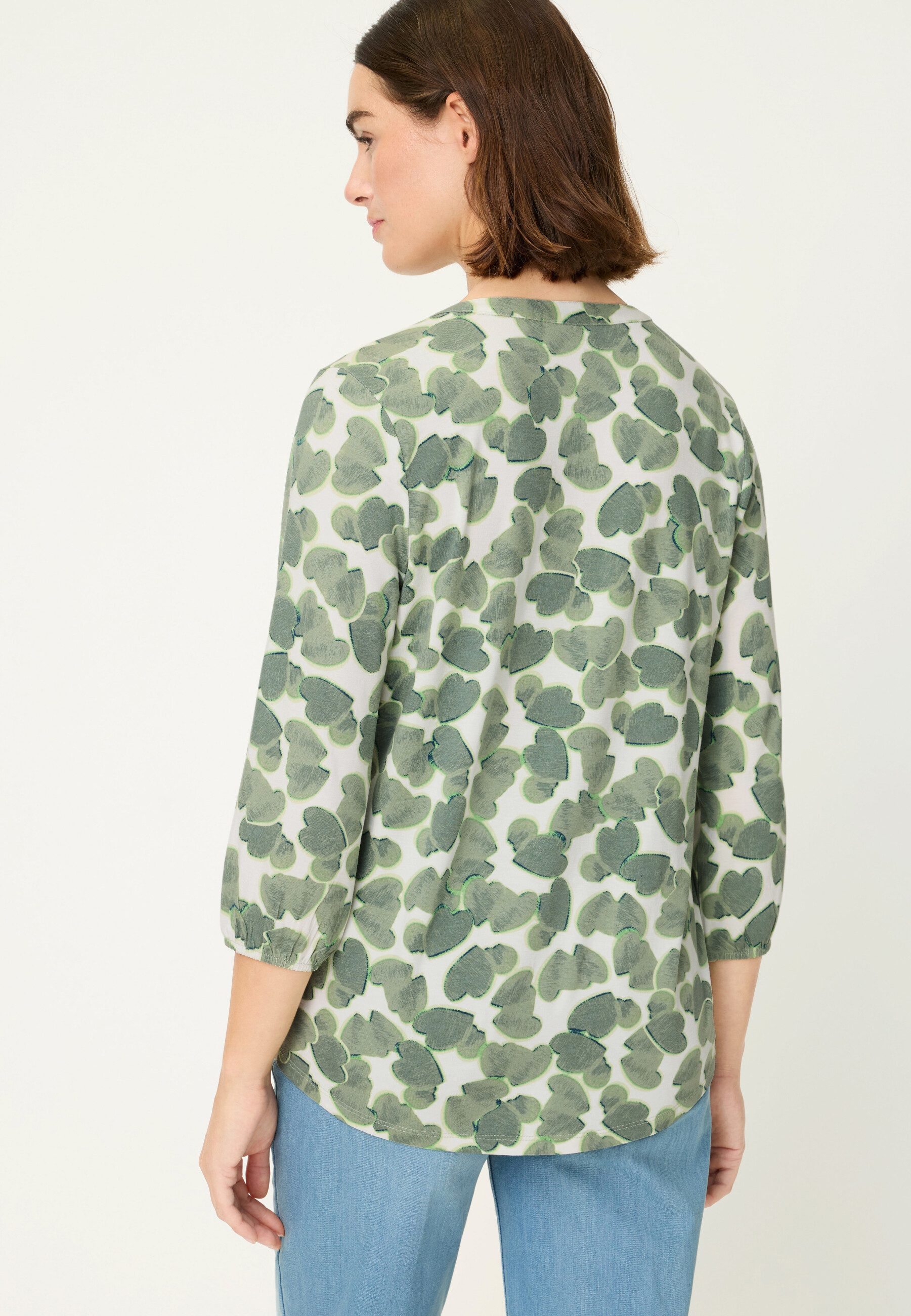 Olsen Tunikashirt Shirt mit Tunika-Ausschnitt und Allover-Dessin