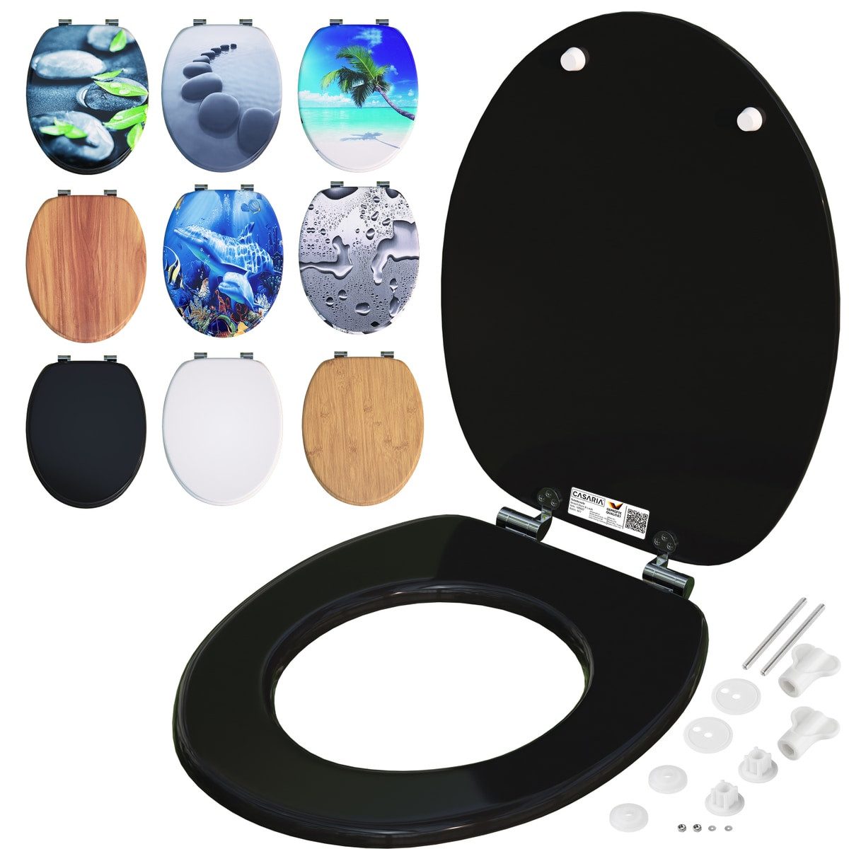 Casaria WC-Sitz, Doppelte Absenkautomatik MDF Holz hygienisch Toilettensitz Klobrille