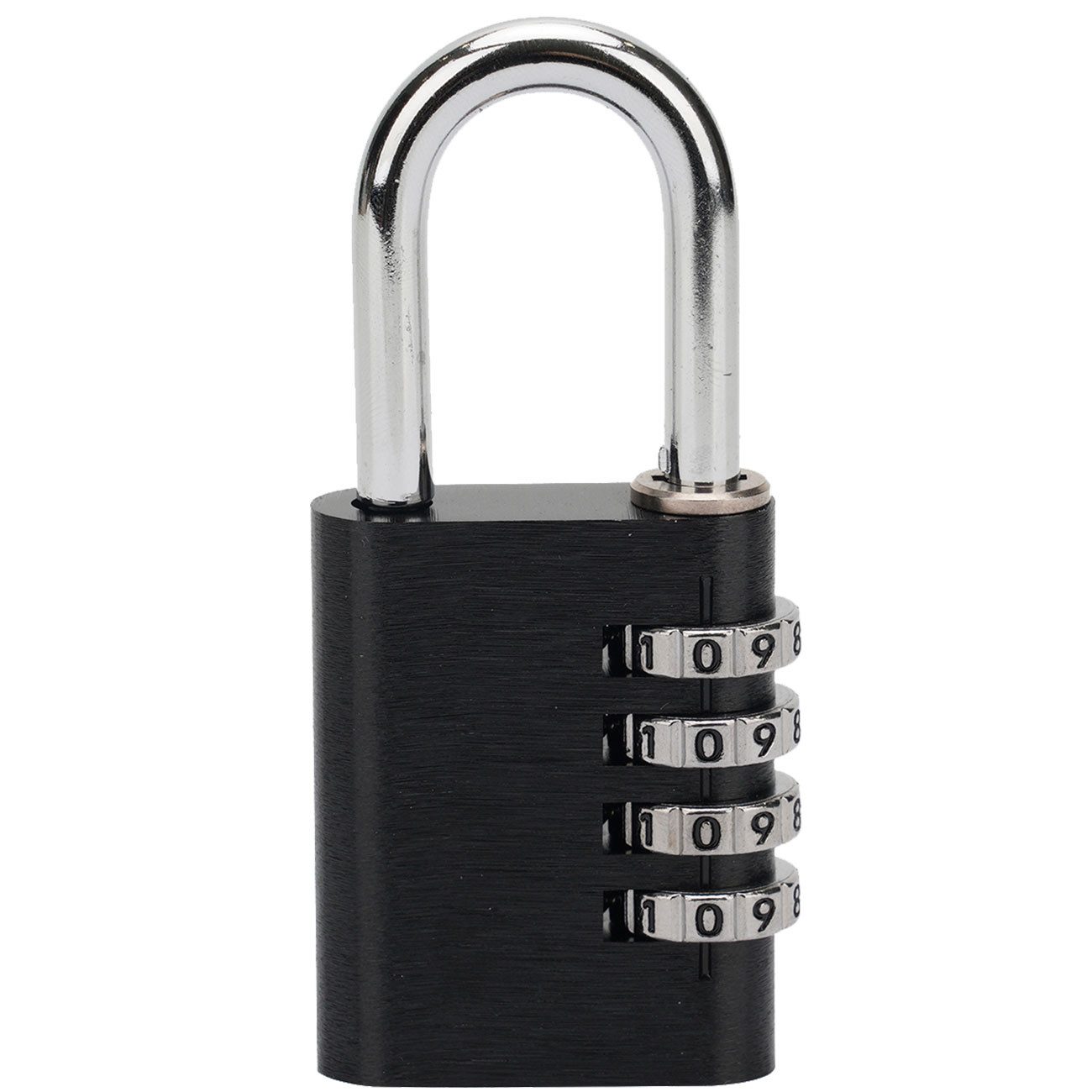 Casativo Vorhängeschloss Zahlenschloss 4-stellig Vorhängeschloss Kofferschluss 5-mm-Stahlbügel, (1-tlg., 1er-Set & 2er-Set), 10.000 Code-Kombinationen/Bügel: 30 x 30 mm/Alu in Schwarz