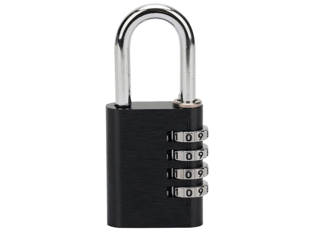 Casativo Vorhängeschloss Zahlenschloss 4-stellig Vorhängeschloss Kofferschluss 5-mm-Stahlbügel, (1-tlg., 1er-Set & 2er-Set), 10.000 Code-Kombinationen/Bügel: 30 x 30 mm/Alu in Schwarz
