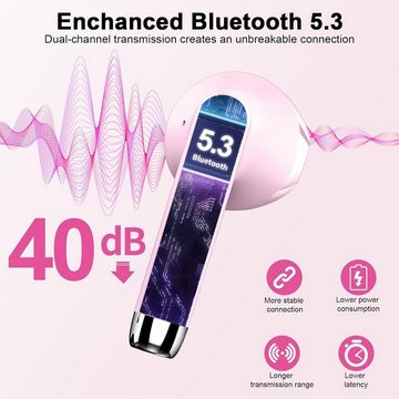 Drsaec Kabellos Bluetooth 5.3 IP7 Wasserdicht Ohrhörer LED-Anzeige In-Ear-Kopfhörer (Immersiver Sound und kompakte Ladehülle für unterwegs., mit 4 Mic,2023 Neue ENC Noise Cancelling Wireless Earbuds48HTieferBass)
