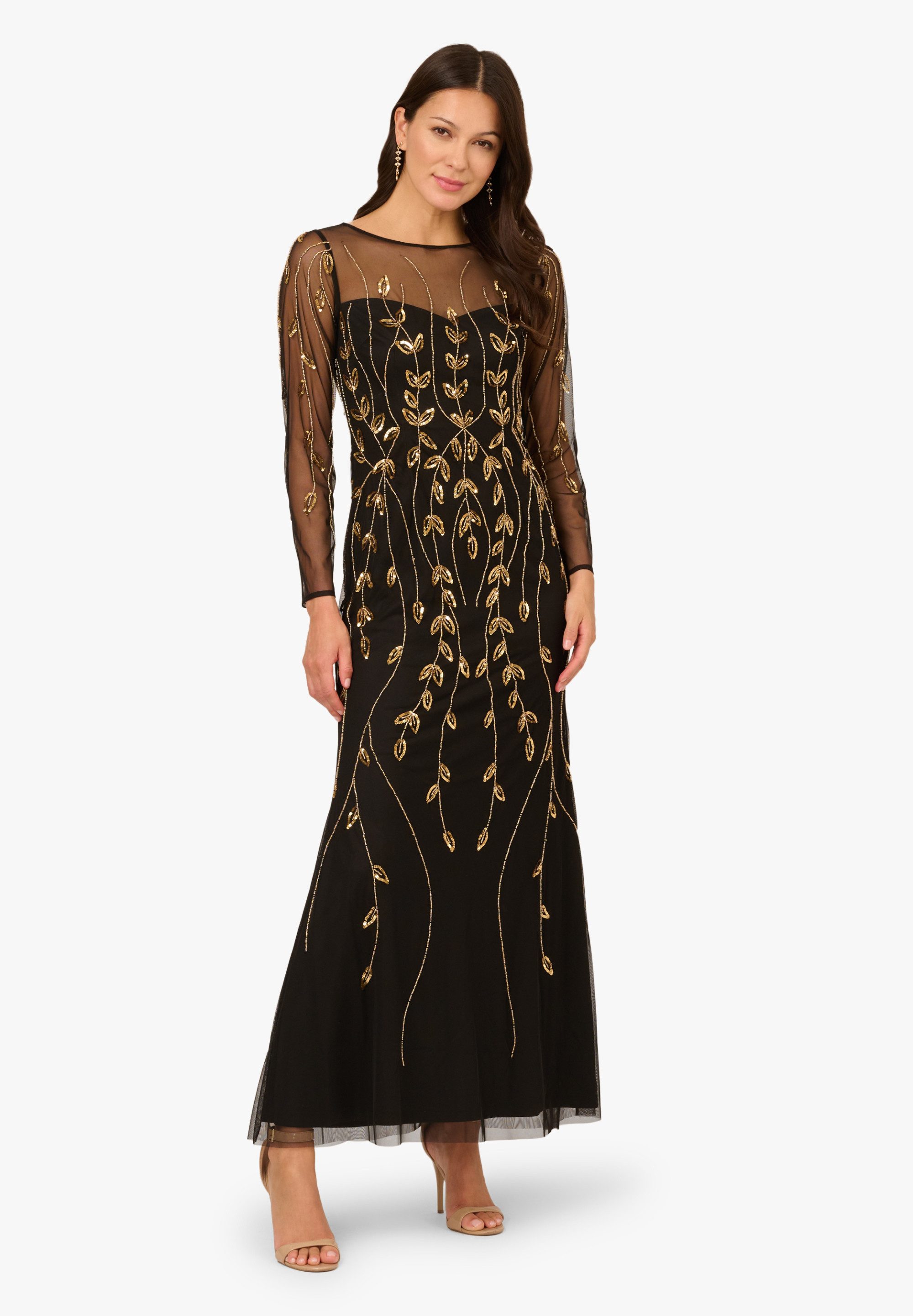 Adrianna Papell Abendkleid Long Sleeve Beaded Dress Verziertes Kleid mit tr günstig online kaufen