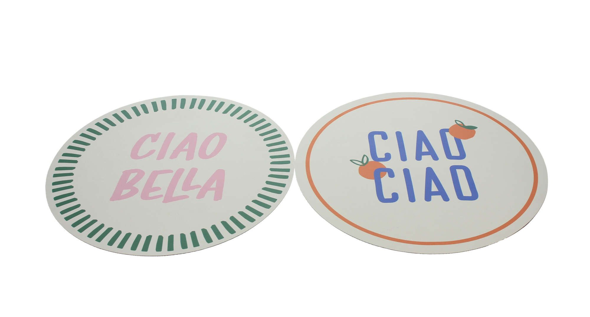 Dekoleidenschaft Platzset "Italien" PVC weiß / bunt Ø 38 cm, Столові набори rund, Tischuntersetzer, (2-St., im Set), Platzmatte, Tischunterlage Esstisch, Untersetzer, Platzdeckchen