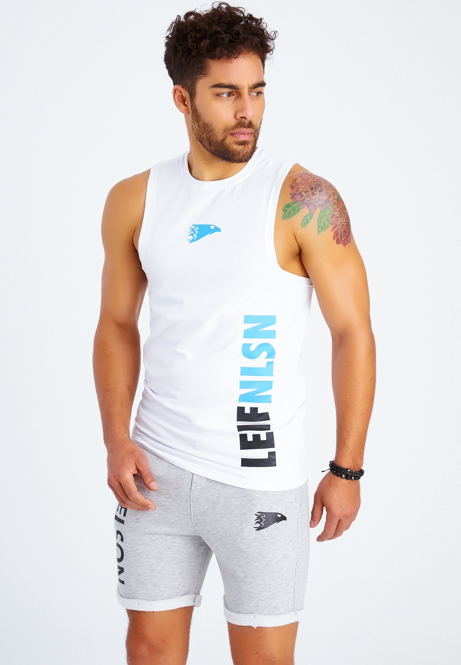 Funktionsshirt Leif weiß-türkis Herren LN-8283 Gym-Stringer Nelson