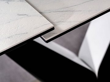 Feldmann-Wohnen Esstisch Canyon Ceramic (1-St), 160-220x90cm weiß Marmoroptik schwarz ausziehbar