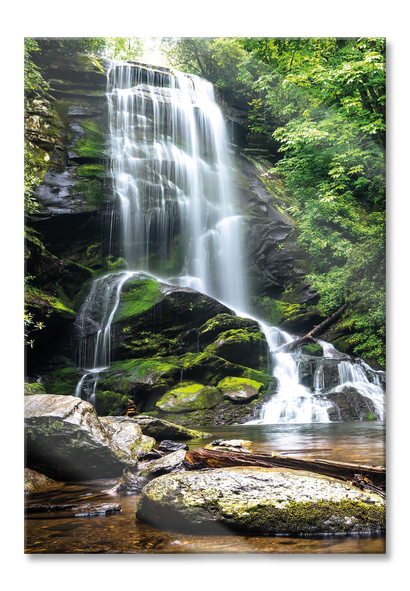 Pixxprint Glasbild Wasserfall, Wasserfall (1 St), Glasbild aus Echtglas, inkl. Aufhängungen und Abstandshalter