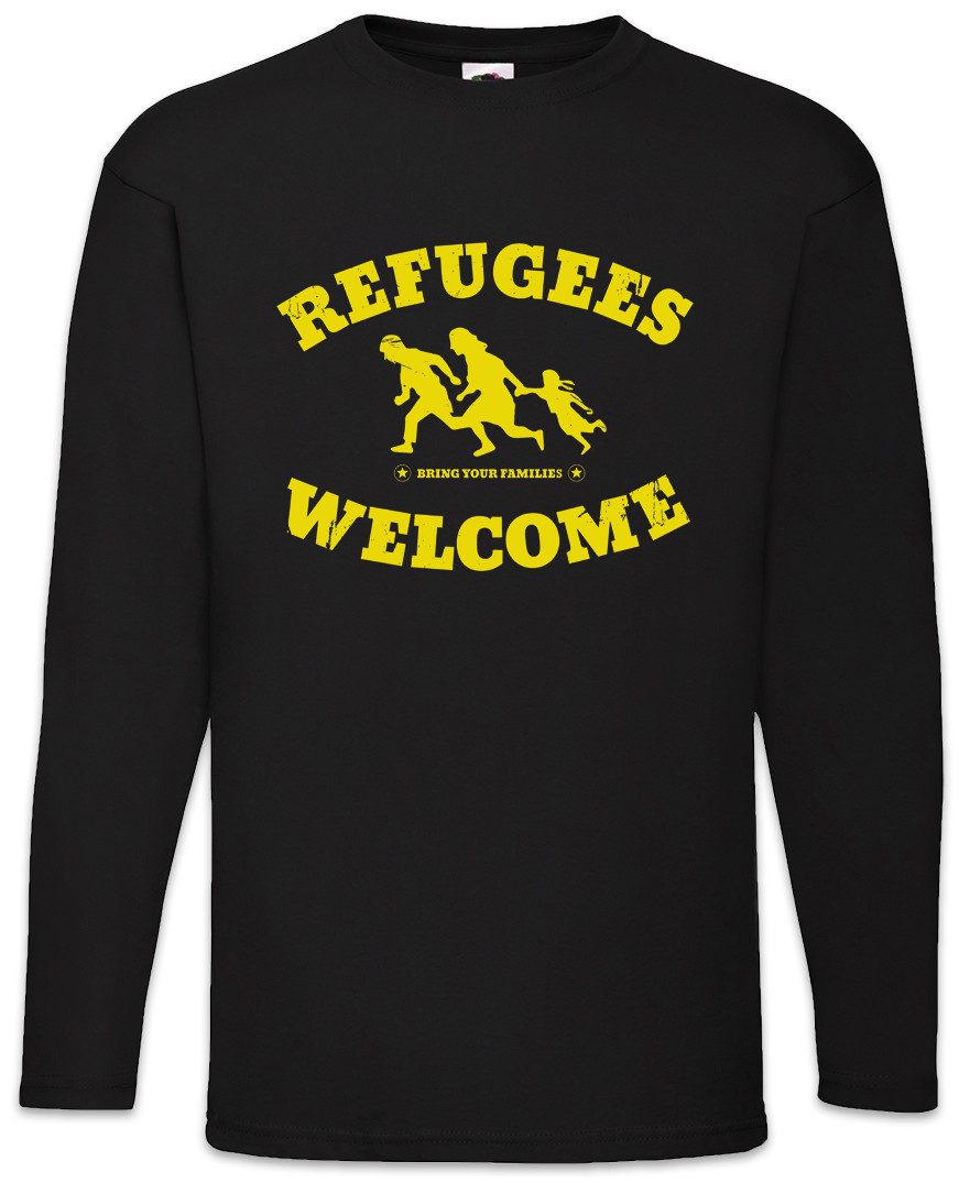 Langarmshirt Refugees Welcome Langarm T-Shirt Demo Pro Willkommen Flüchtlinge Asyl